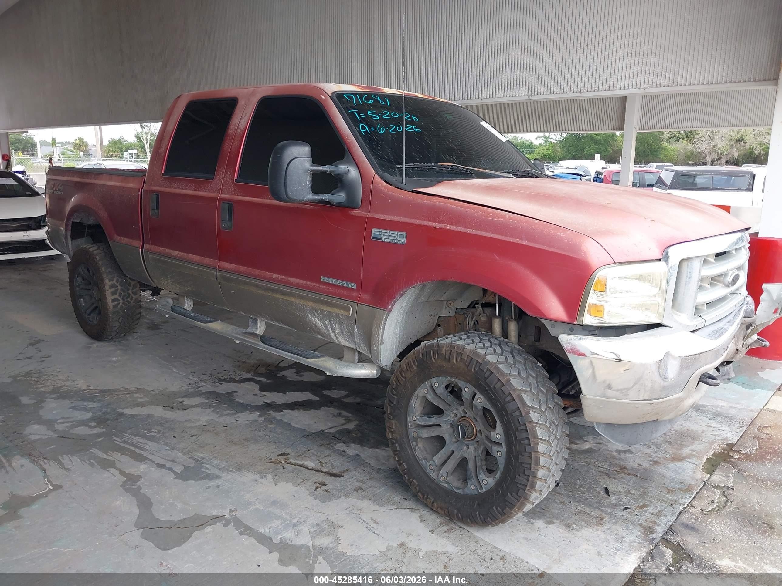 2003 Ford F-250 Lariat/xl/xlt Maroon vin: 1FTNW21F83EA13606