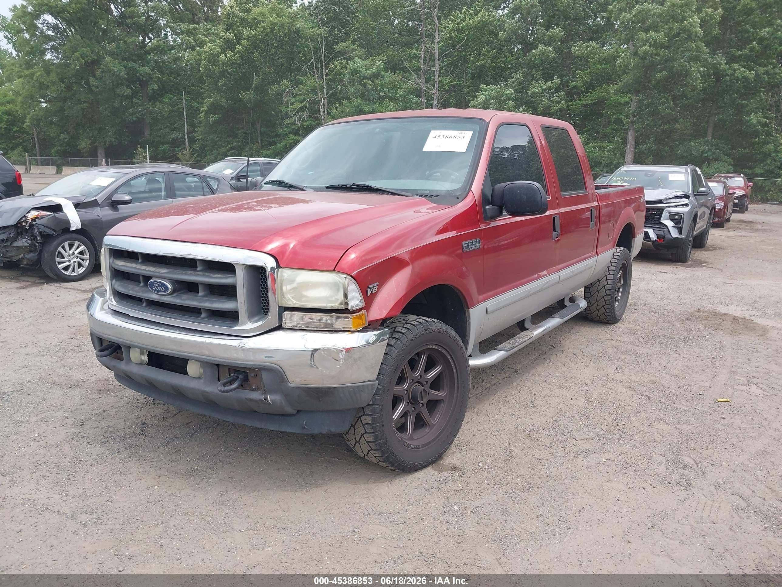 2002 Ford F-250 Lariat/xl/xlt Red vin: 1FTNW21L92EB05442