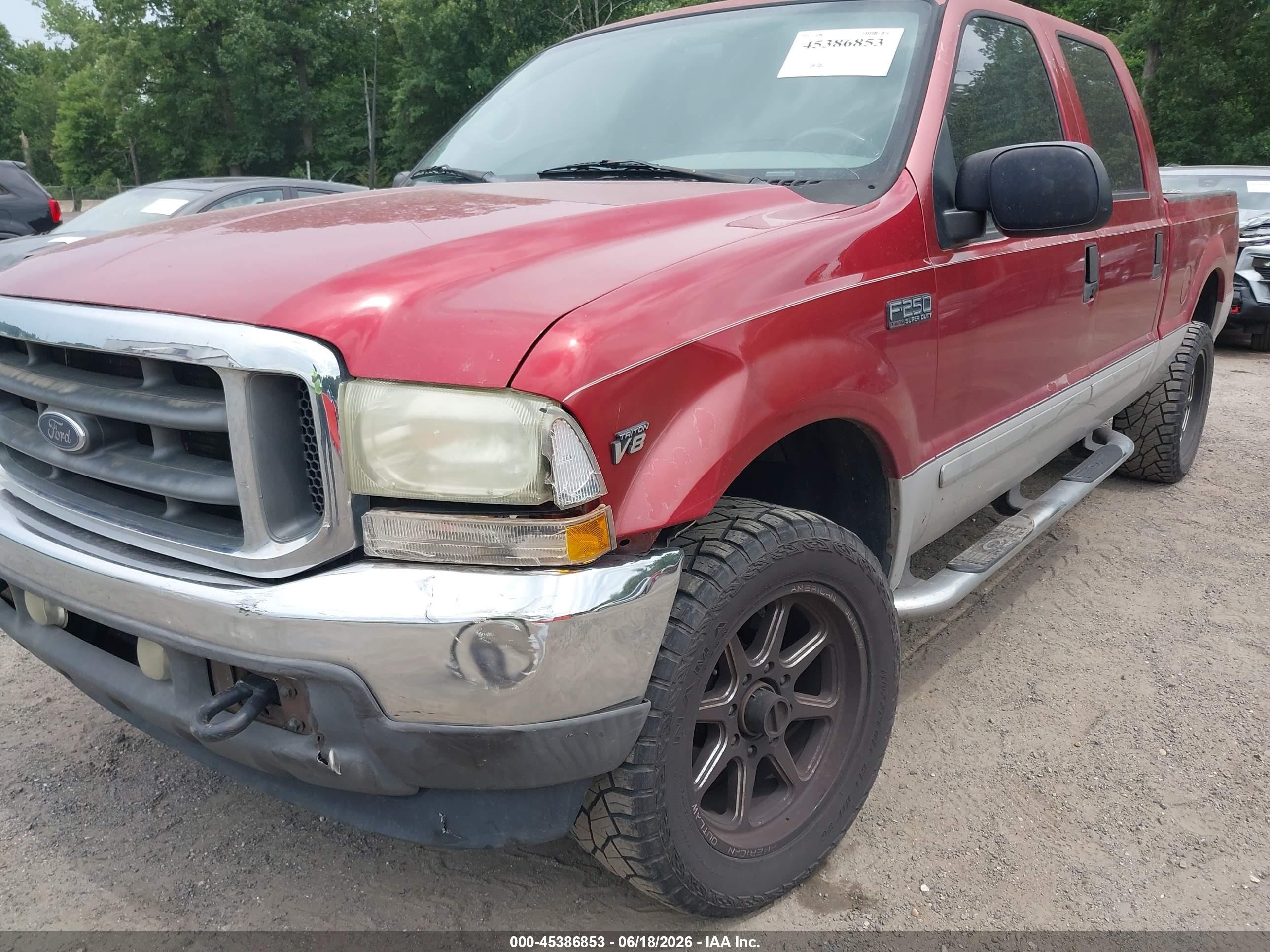 2002 Ford F-250 Lariat/xl/xlt Red vin: 1FTNW21L92EB05442