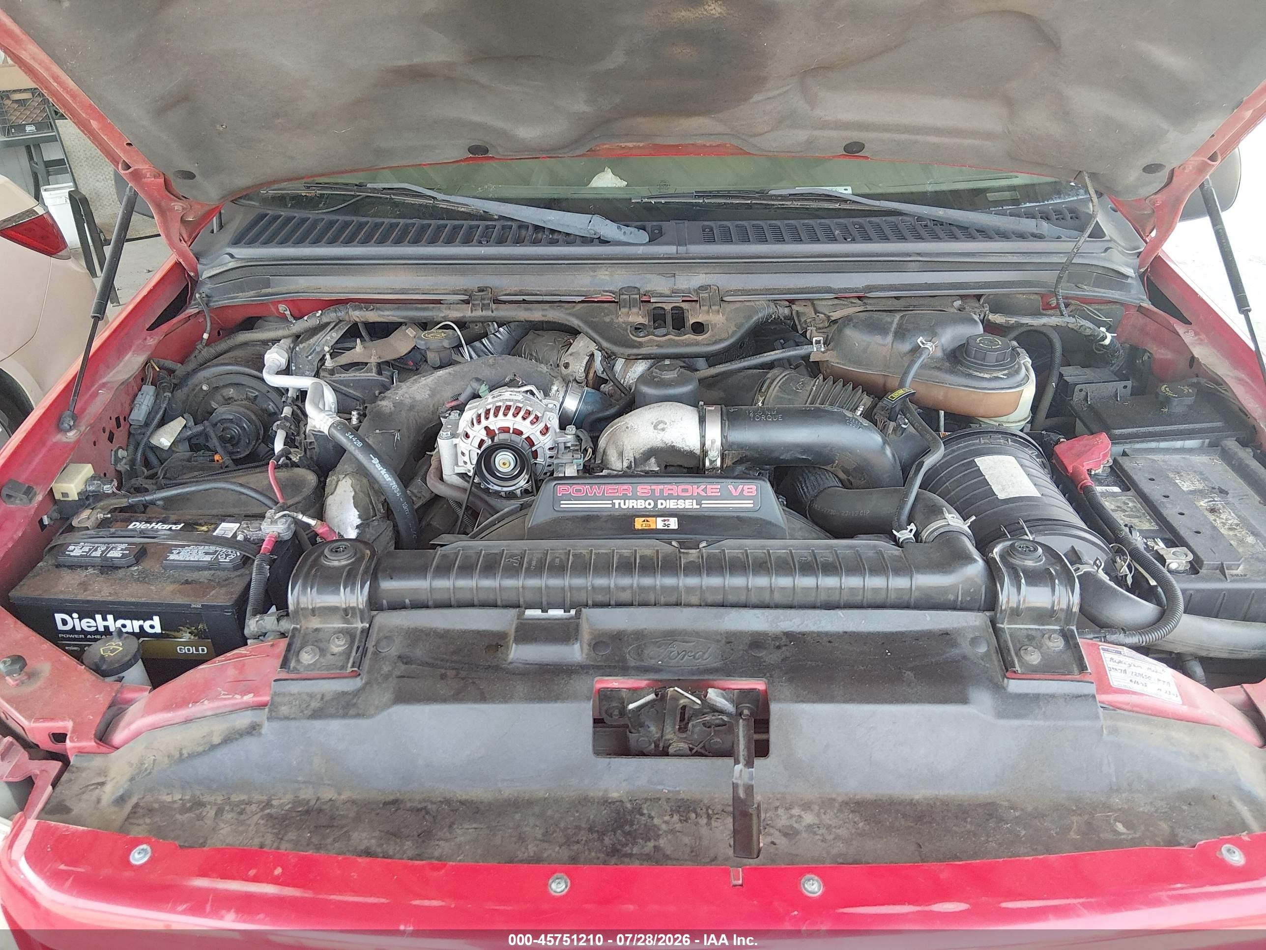 2003 Ford F-250 Lariat/xl/xlt Red vin: 1FTNW21P63EC15806