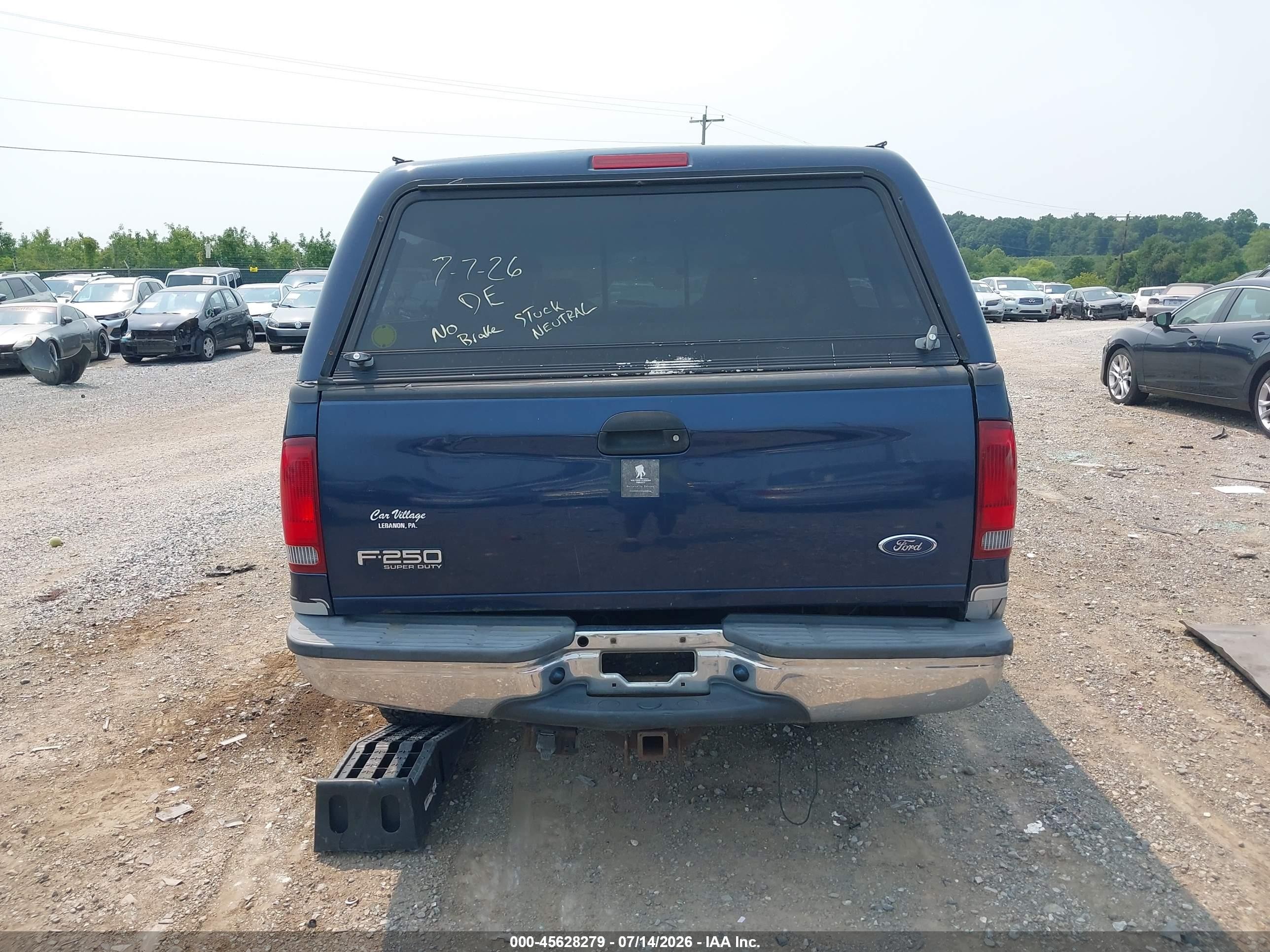 2003 Ford F-250 Lariat/xl/xlt Blue vin: 1FTNW21P63EC29544