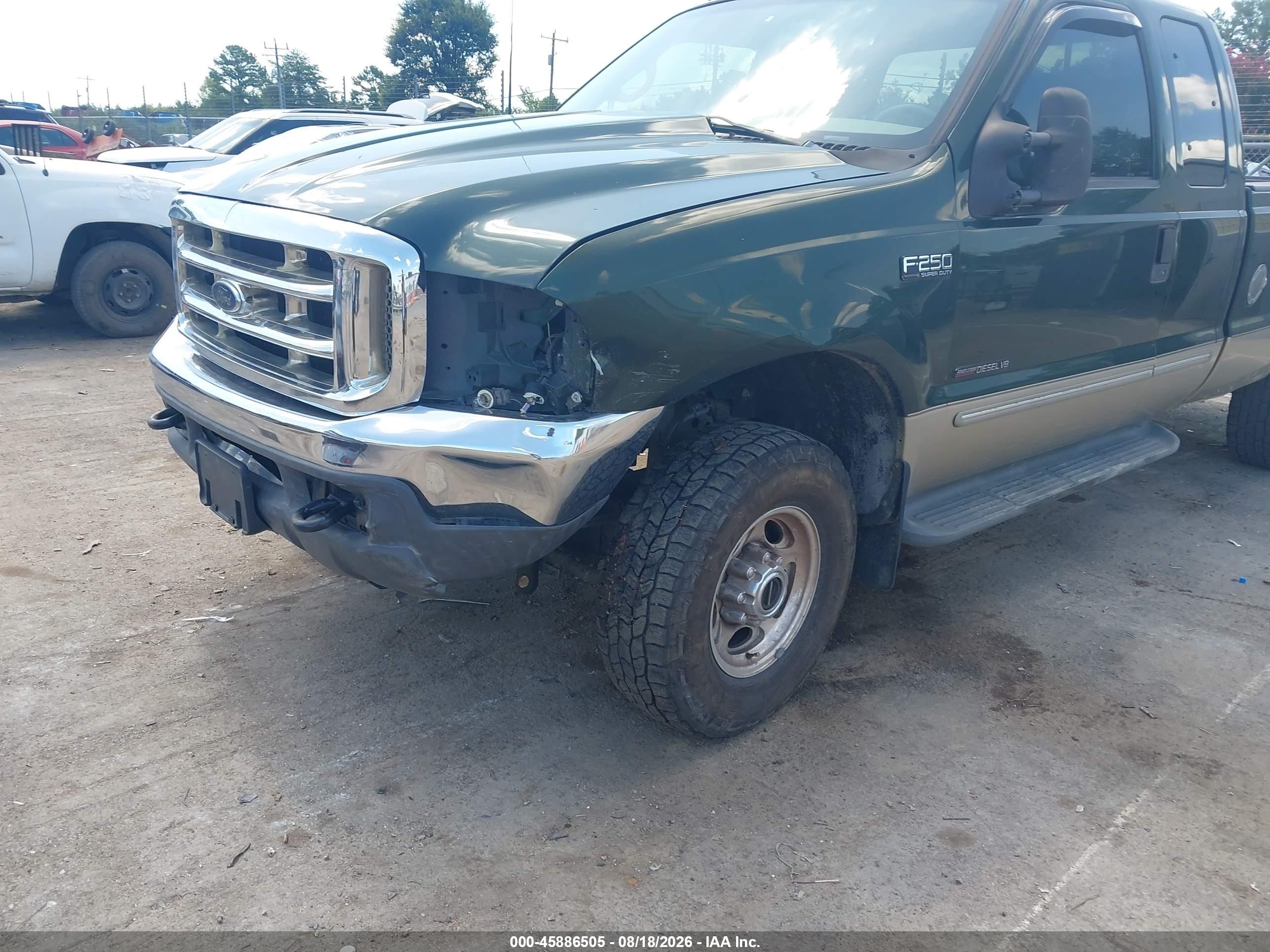 2000 Ford F-250 Lariat/xl/xlt Green vin: 1FTNX21F1YEE46253