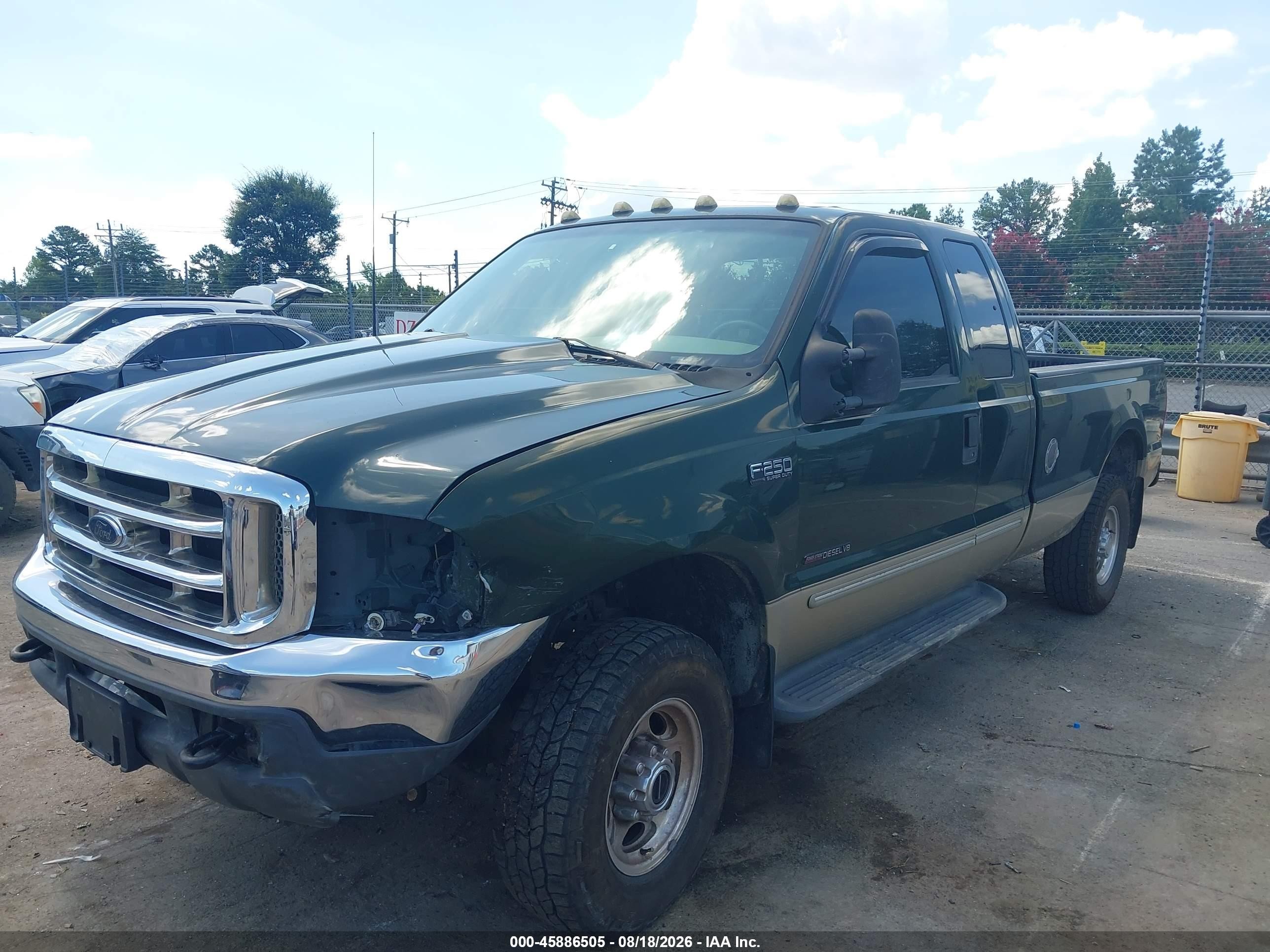 2000 Ford F-250 Lariat/xl/xlt Green vin: 1FTNX21F1YEE46253