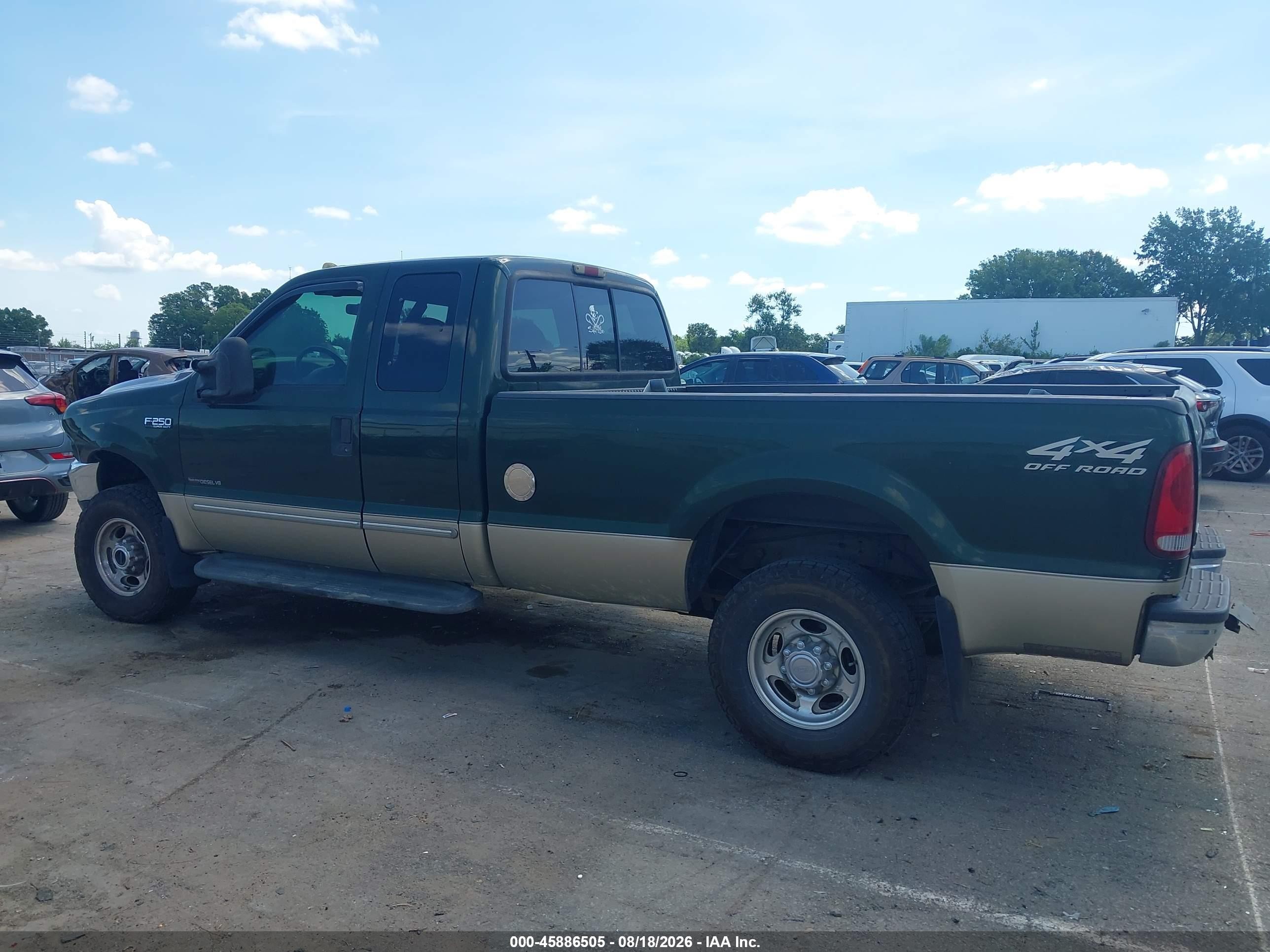 2000 Ford F-250 Lariat/xl/xlt Green vin: 1FTNX21F1YEE46253