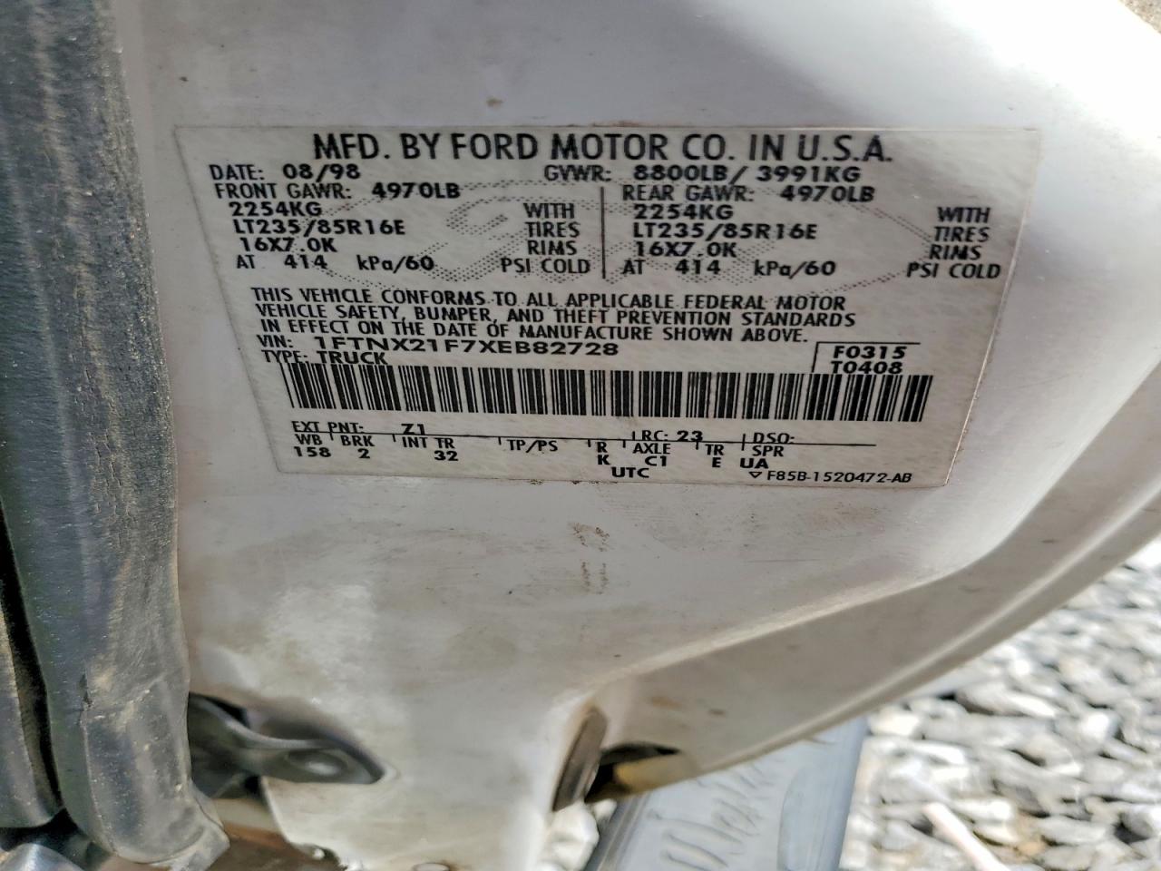1999 Ford F250 Super Duty White vin: 1FTNX21F7XEB82728