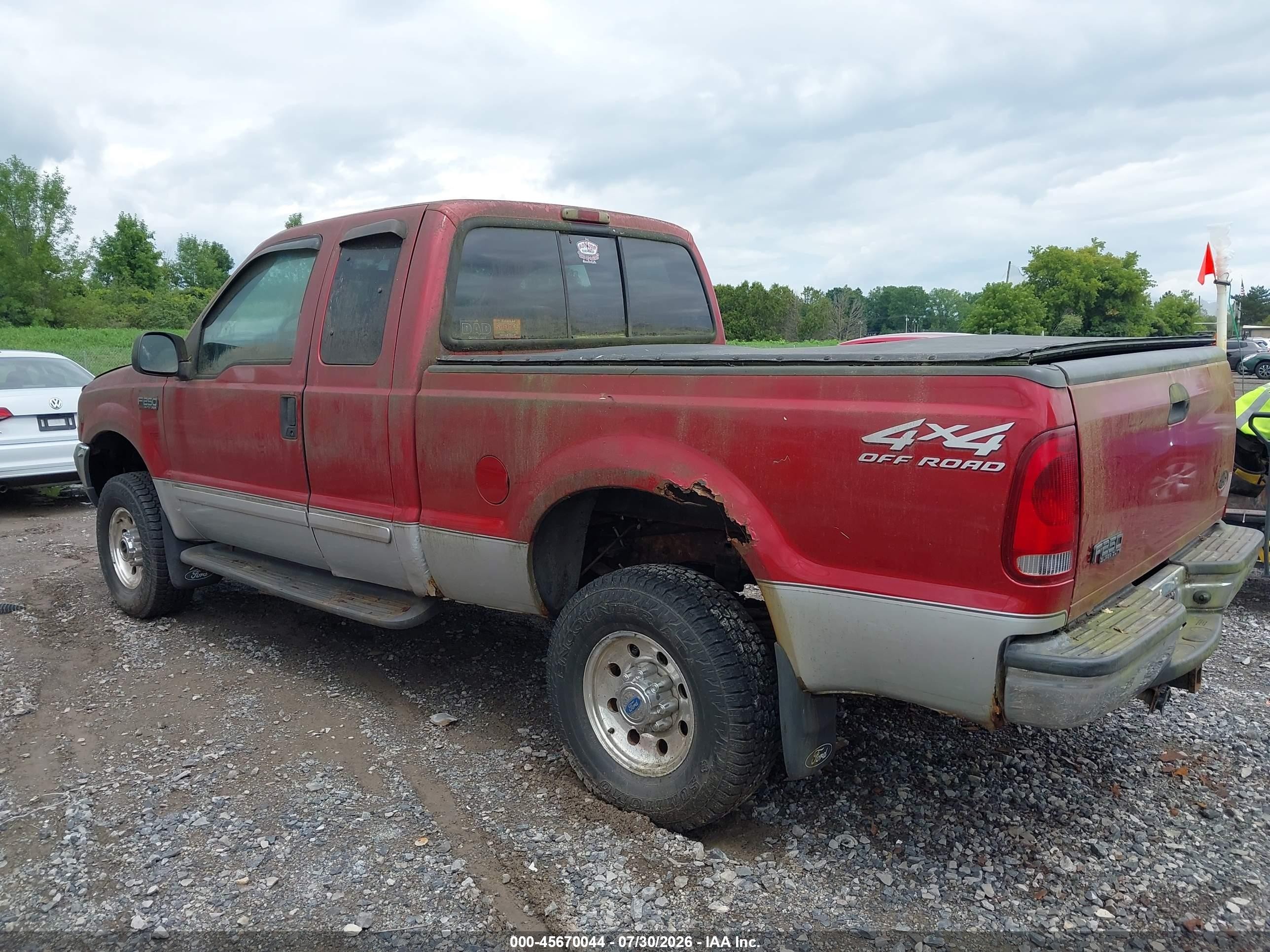2002 Ford F-250 Lariat/xl/xlt Red vin: 1FTNX21L92EB49552