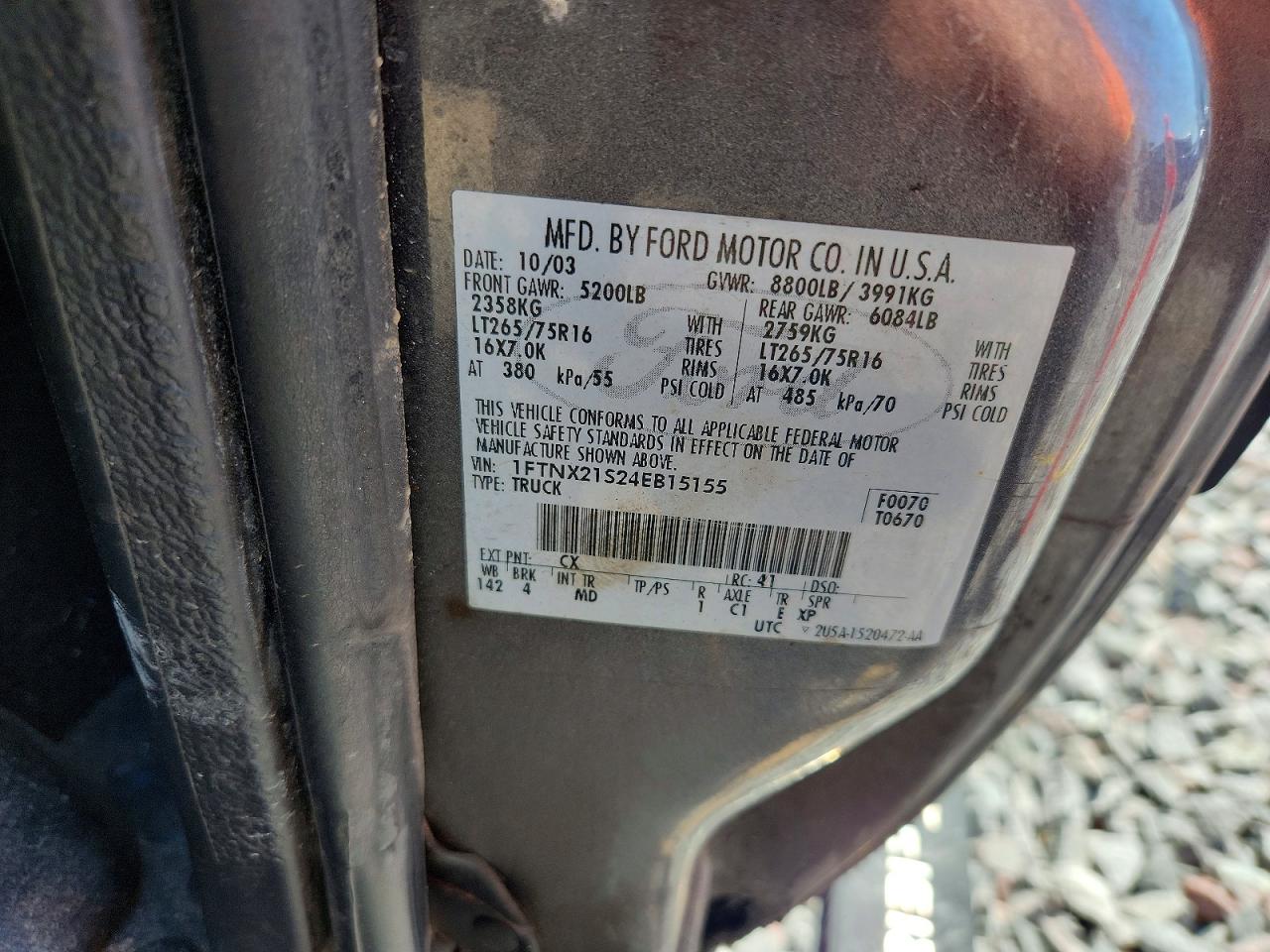 2004 Ford F250 Super Duty Gray vin: 1FTNX21S24EB15155