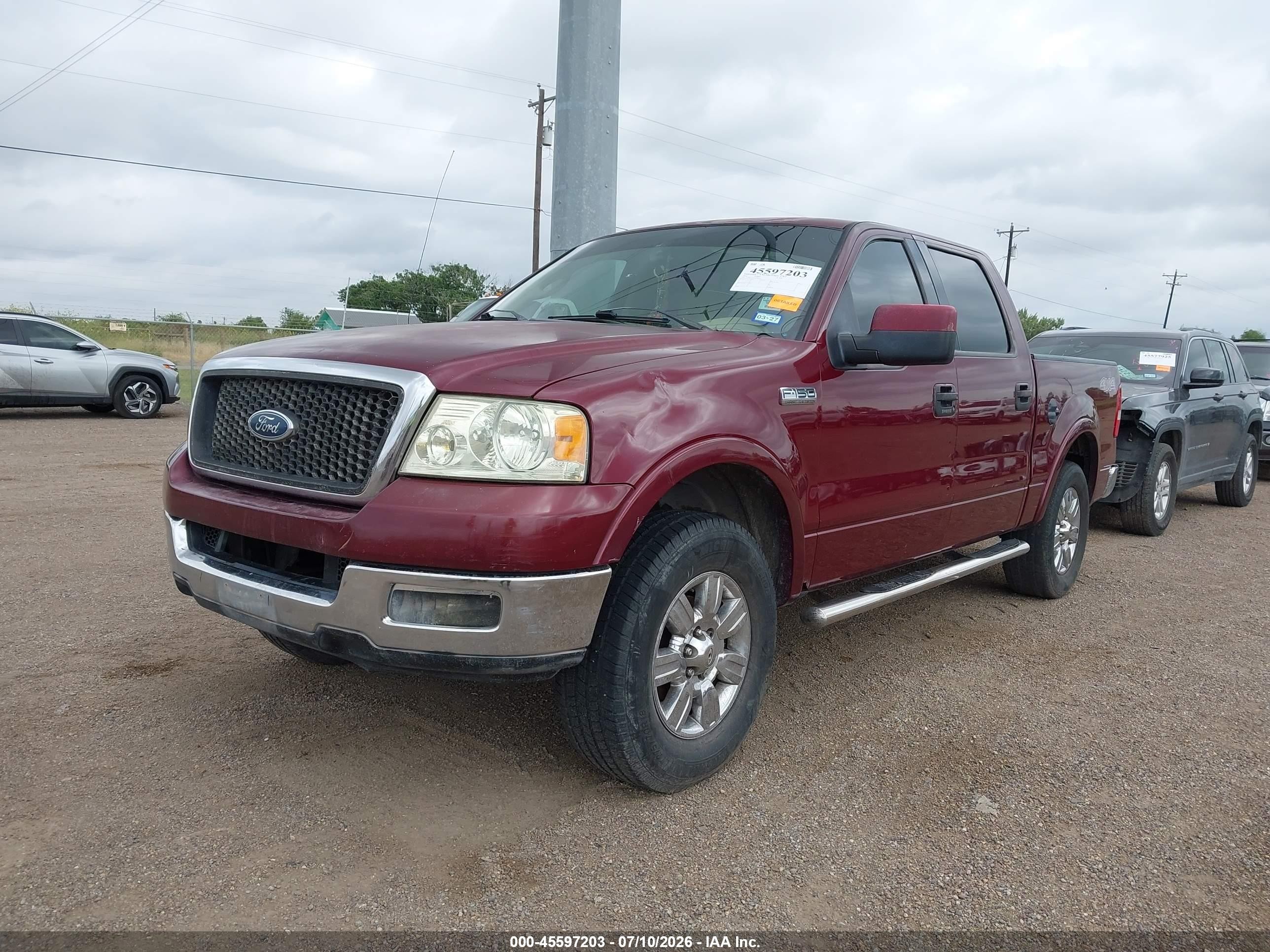 2004 Ford F-150 Lariat/xlt Burgundy vin: 1FTPW12534KB96232