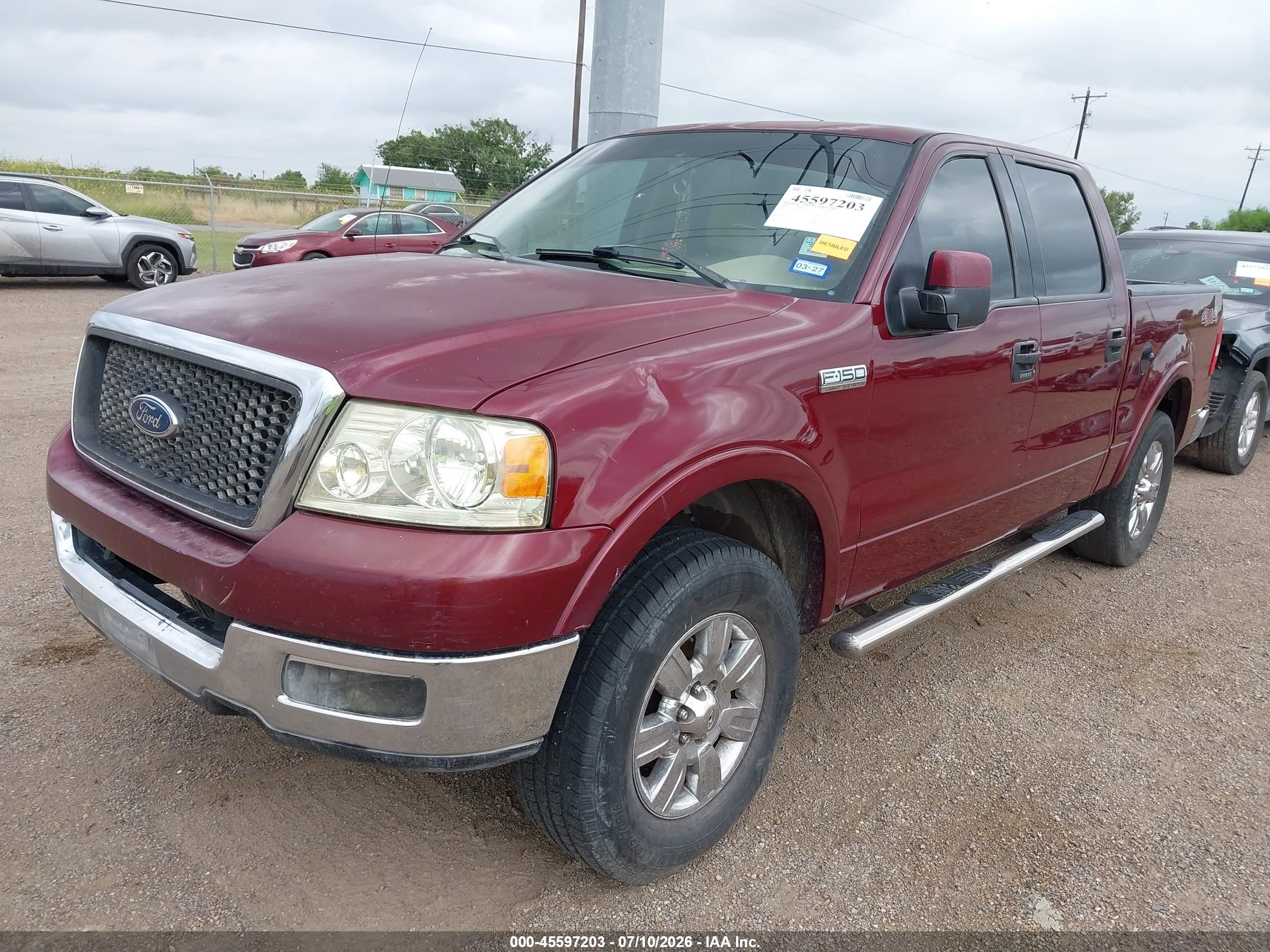 2004 Ford F-150 Lariat/xlt Burgundy vin: 1FTPW12534KB96232