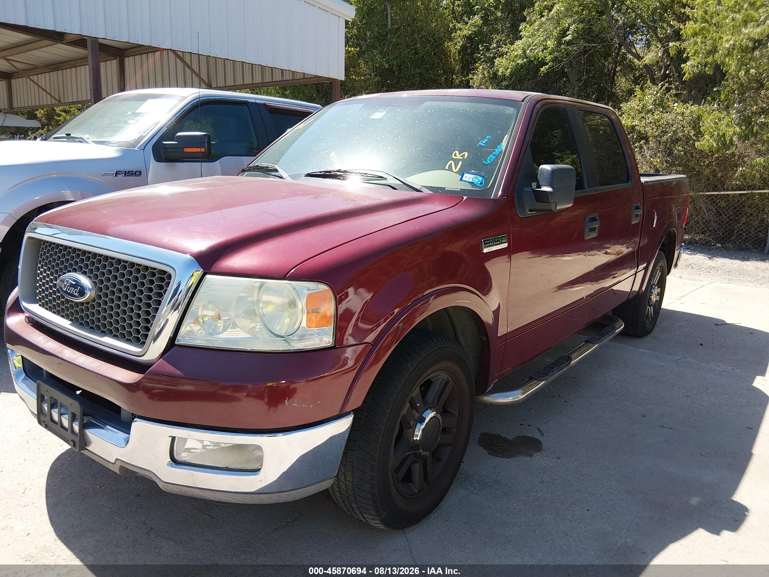 2005 Ford F-150 Lariat/xlt Burgundy vin: 1FTPW12545KB59708