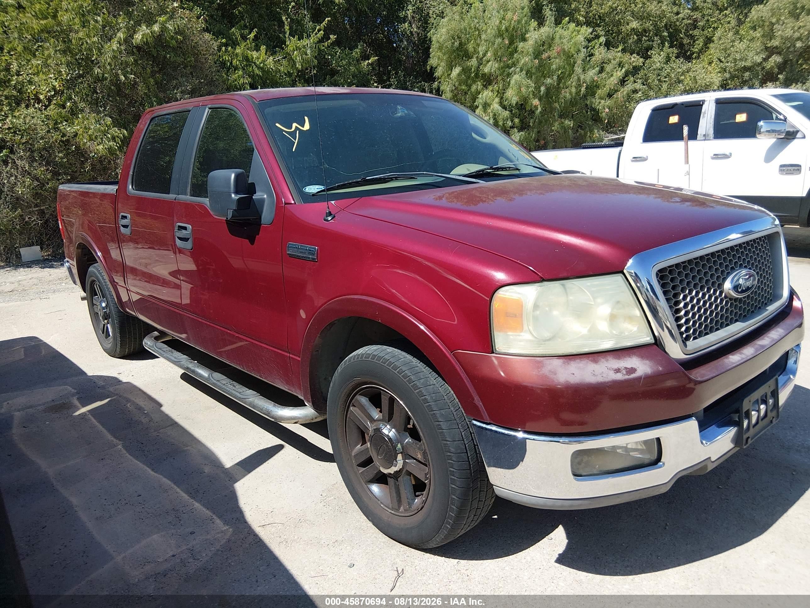 2005 Ford F-150 Lariat/xlt Burgundy vin: 1FTPW12545KB59708