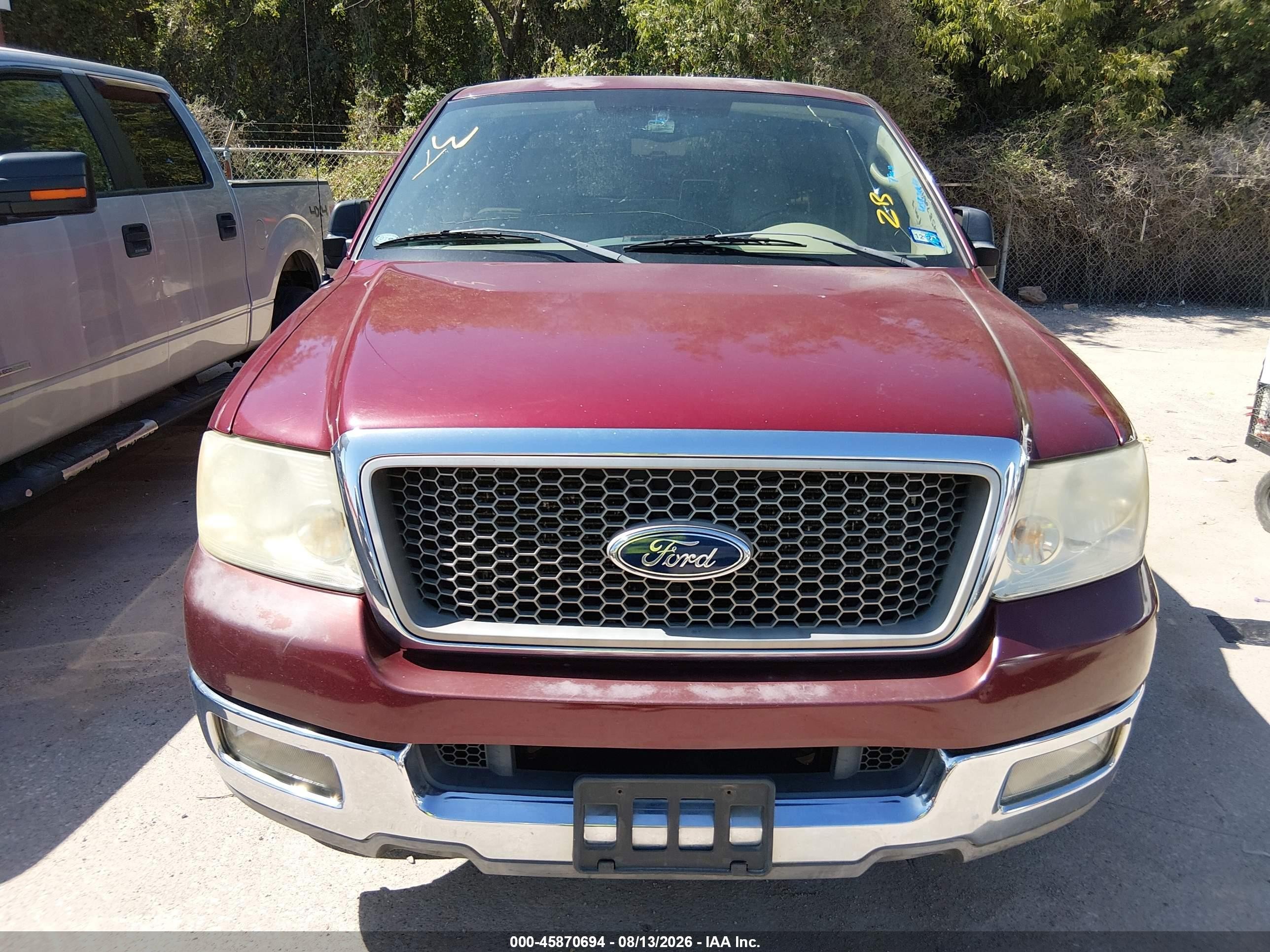 2005 Ford F-150 Lariat/xlt Burgundy vin: 1FTPW12545KB59708