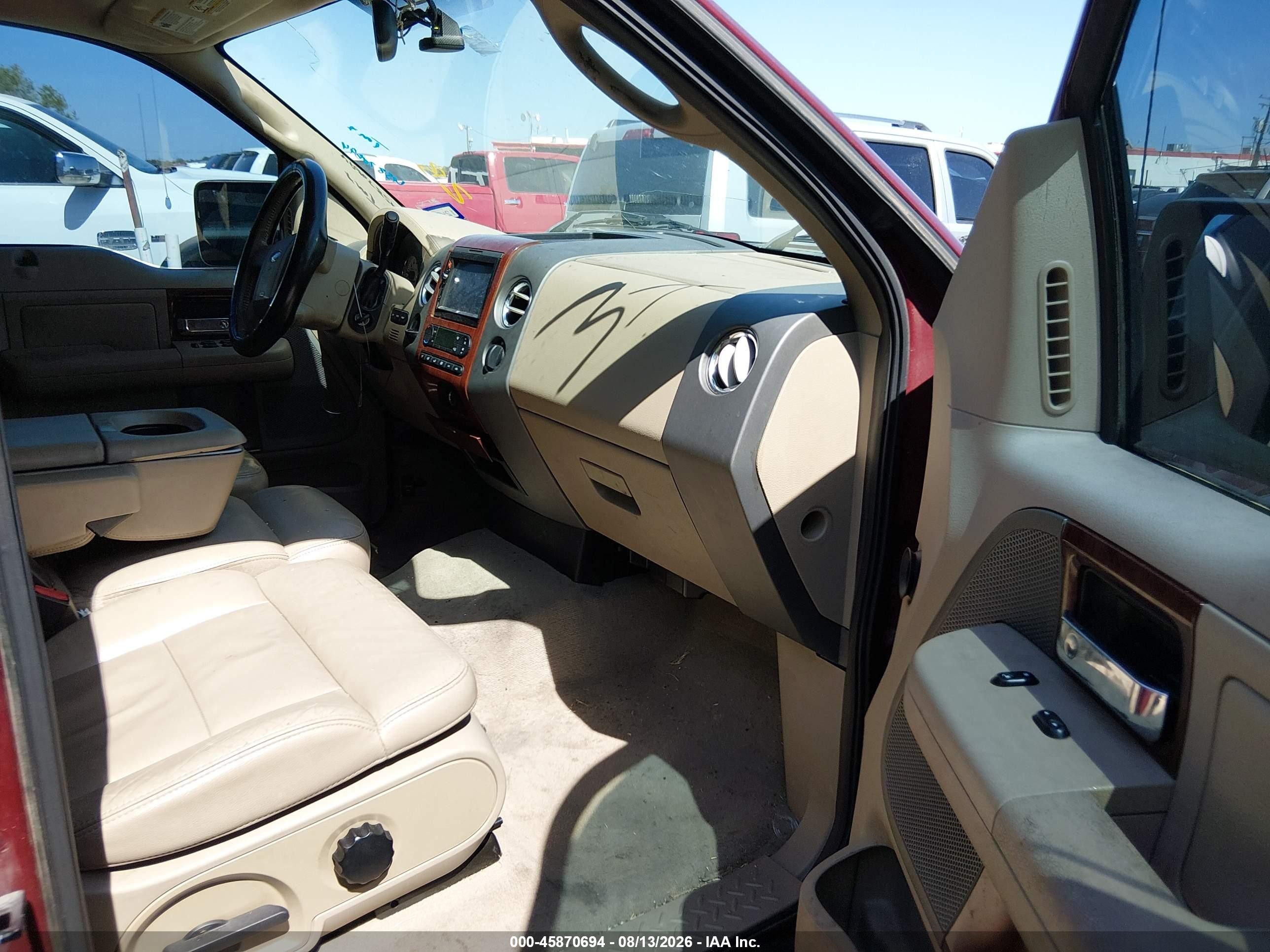 2005 Ford F-150 Lariat/xlt Burgundy vin: 1FTPW12545KB59708