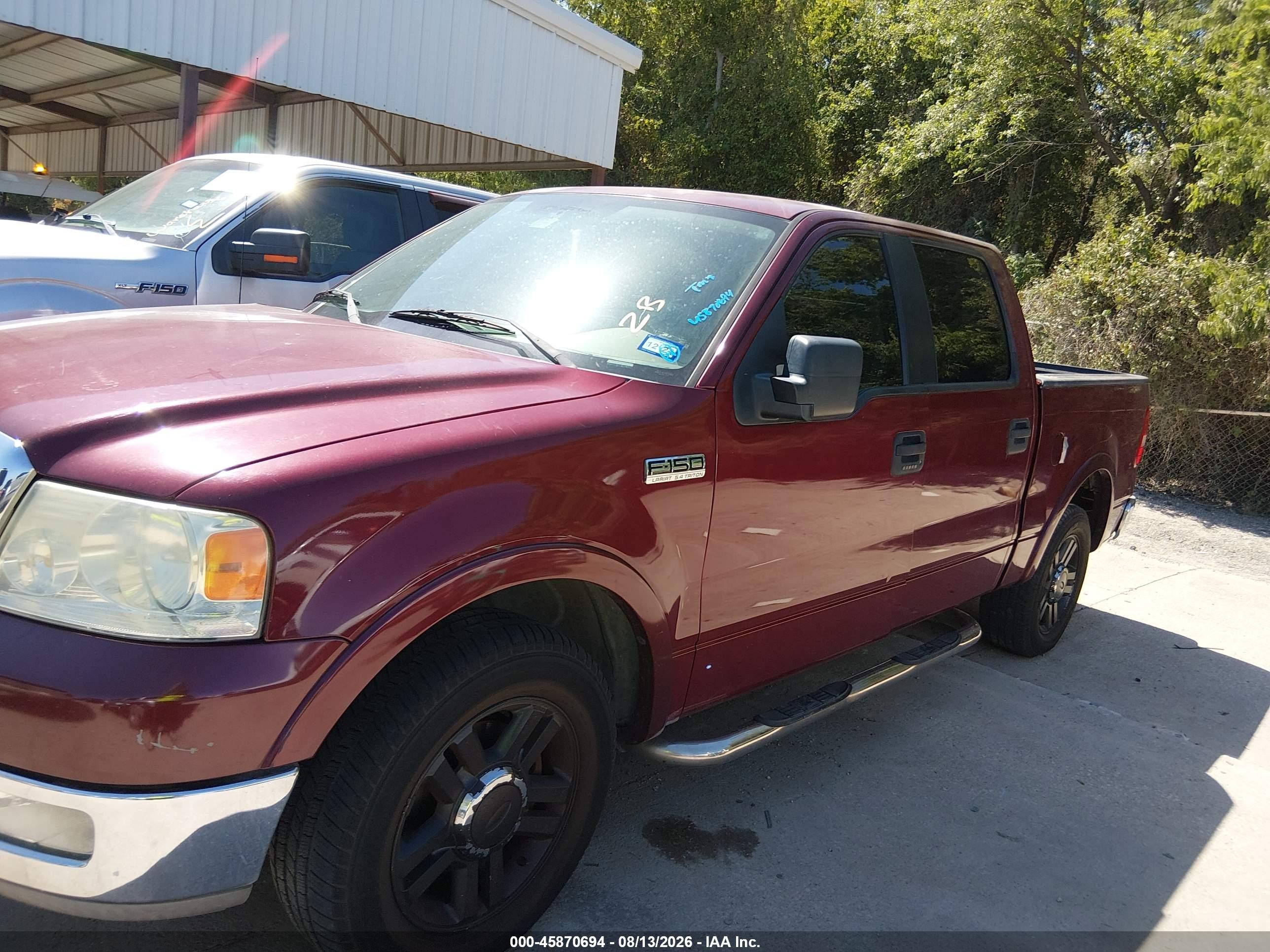 2005 Ford F-150 Lariat/xlt Burgundy vin: 1FTPW12545KB59708