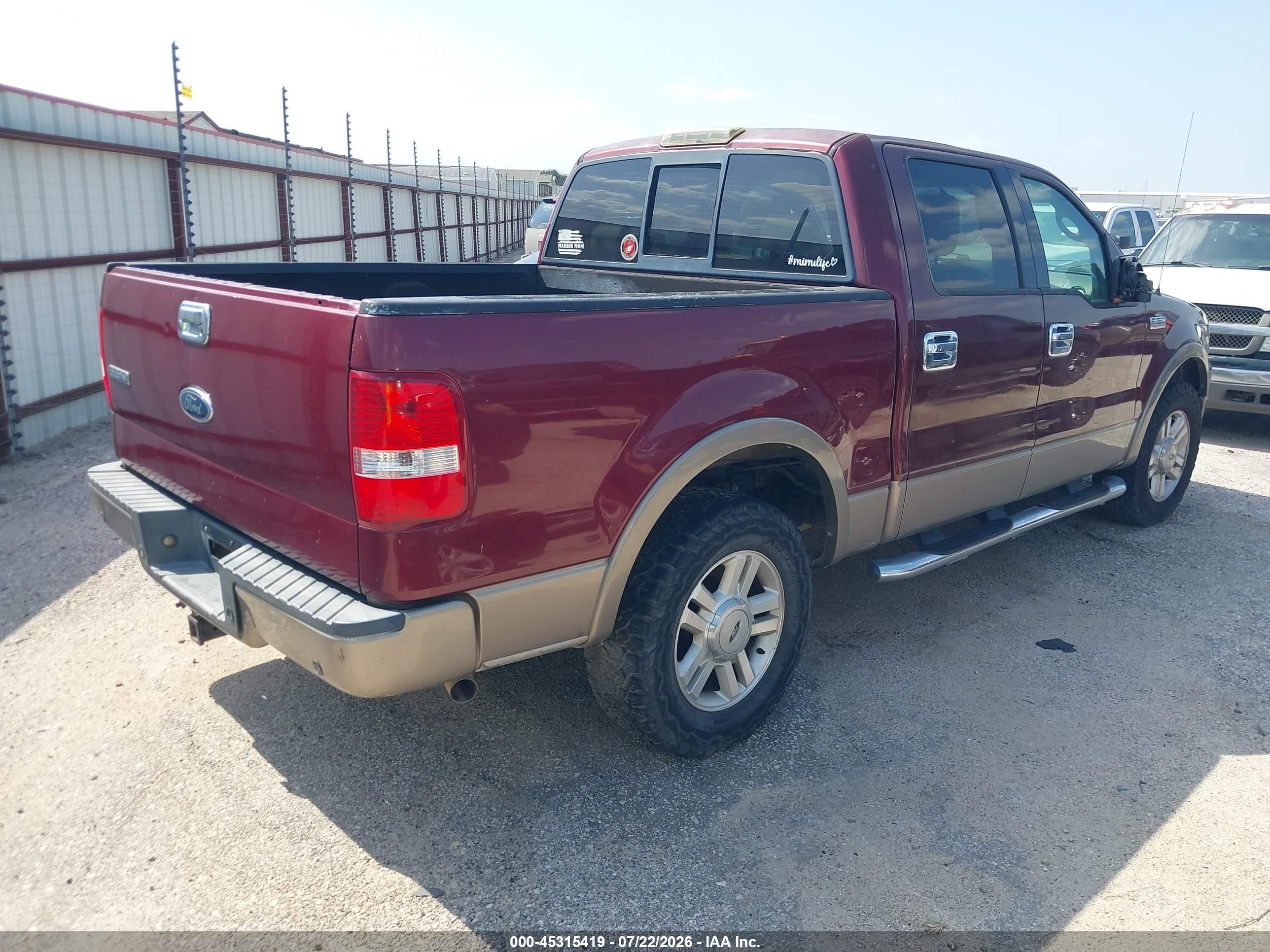 2004 Ford F-150 Lariat/xlt Maroon vin: 1FTPW12564KB79148