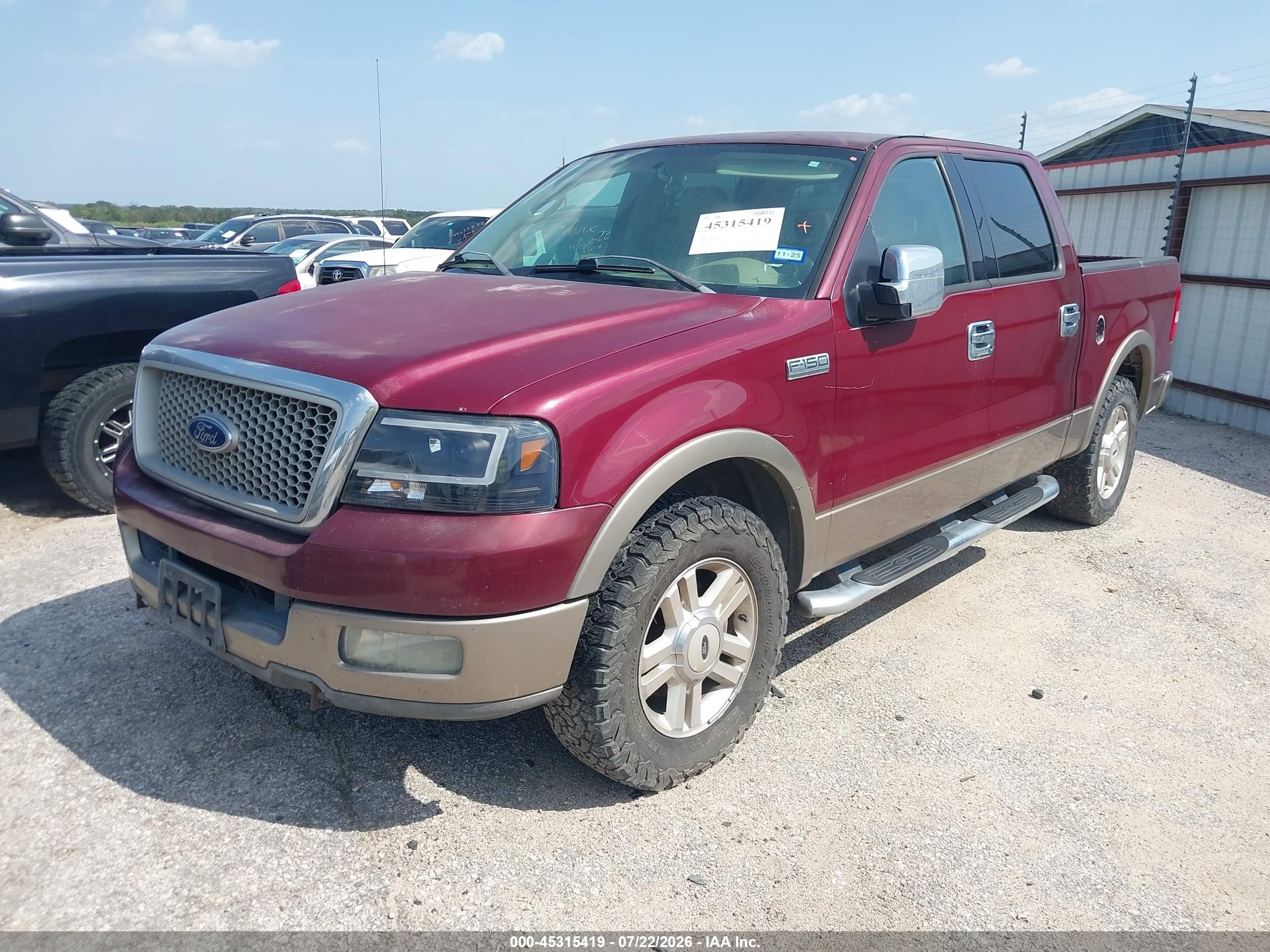 2004 Ford F-150 Lariat/xlt Maroon vin: 1FTPW12564KB79148