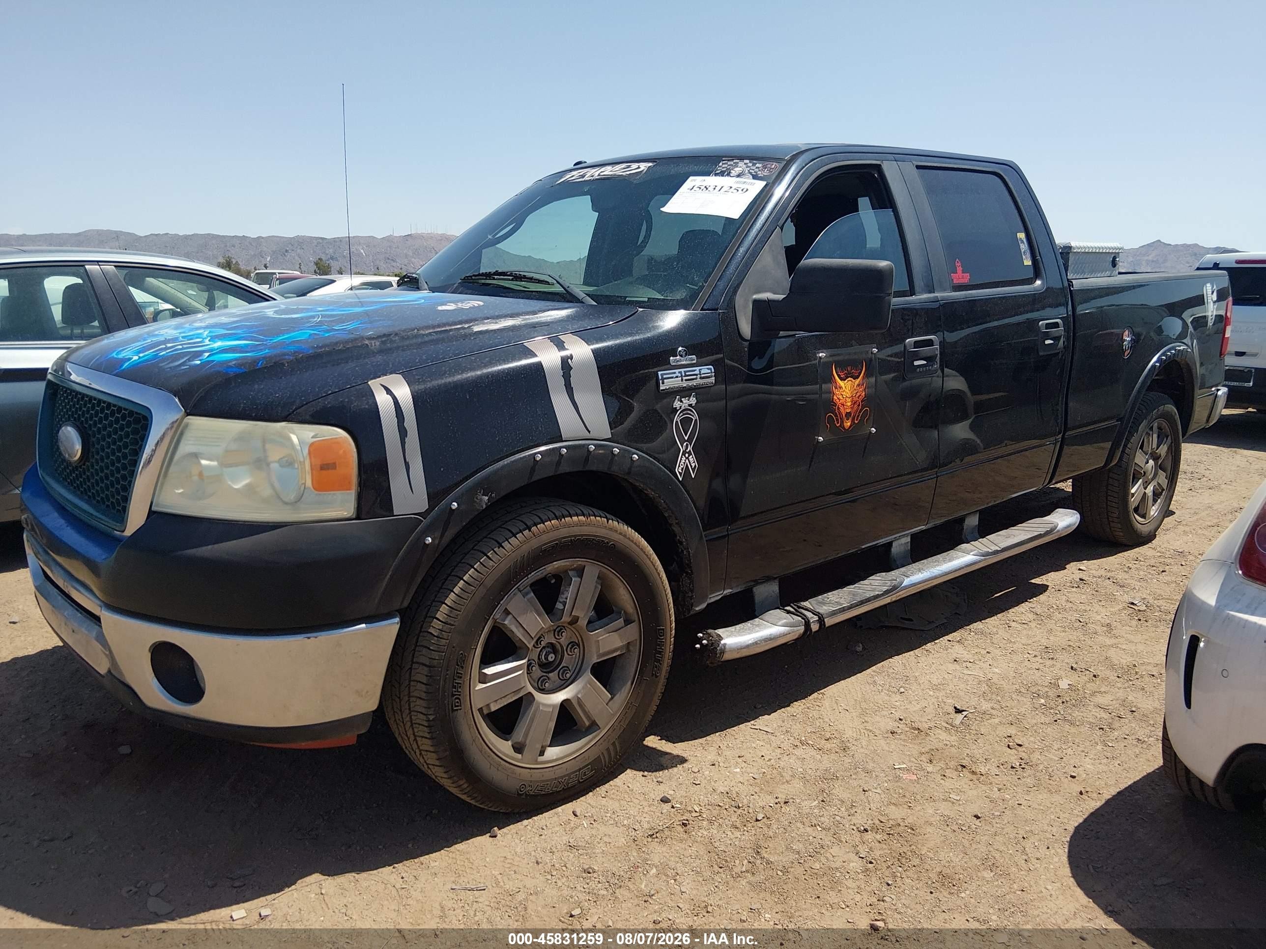 2008 Ford F-150 Lariat Black vin: 1FTPW12578FA22565
