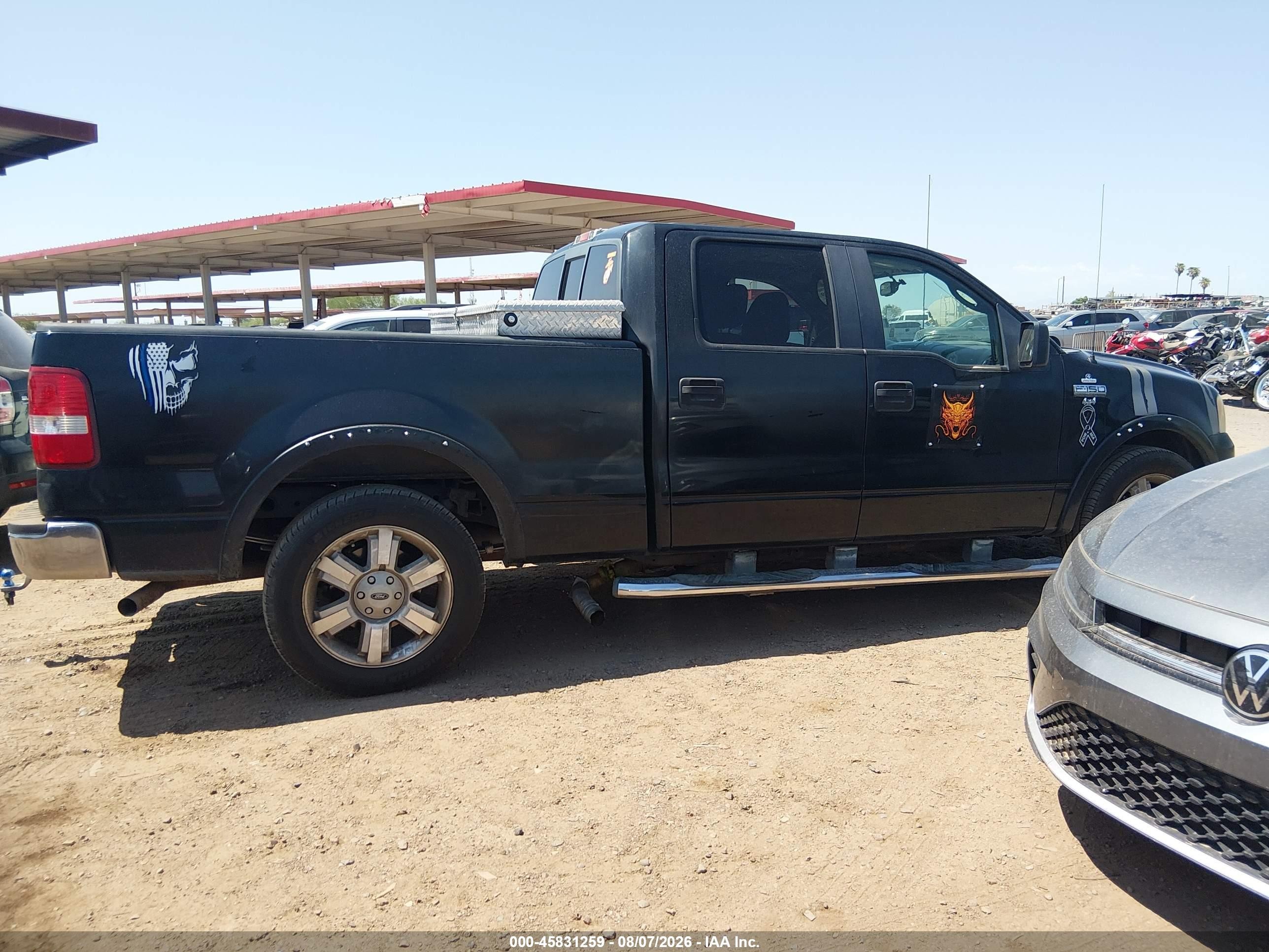 2008 Ford F-150 Lariat Black vin: 1FTPW12578FA22565