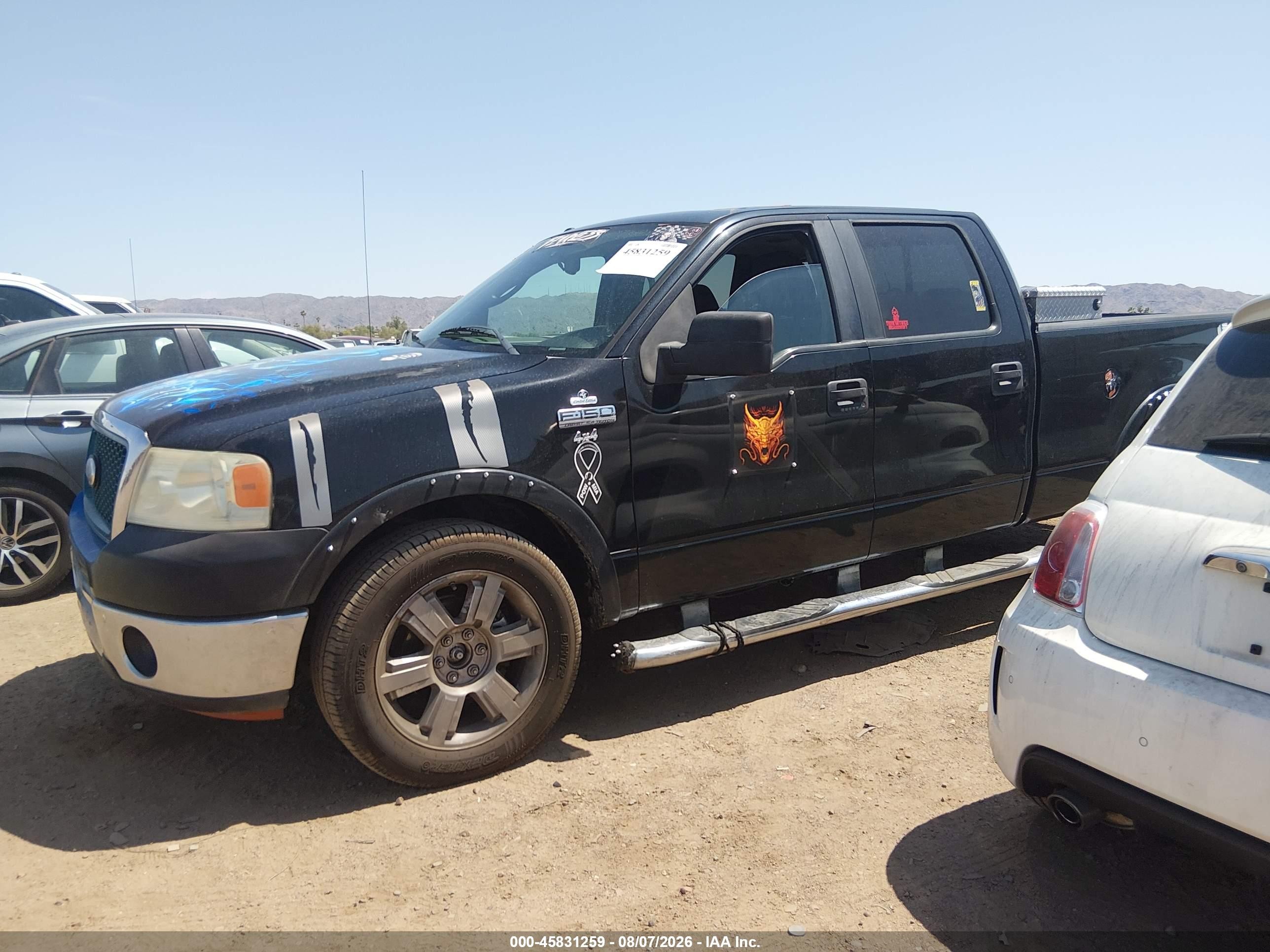 2008 Ford F-150 Lariat Black vin: 1FTPW12578FA22565