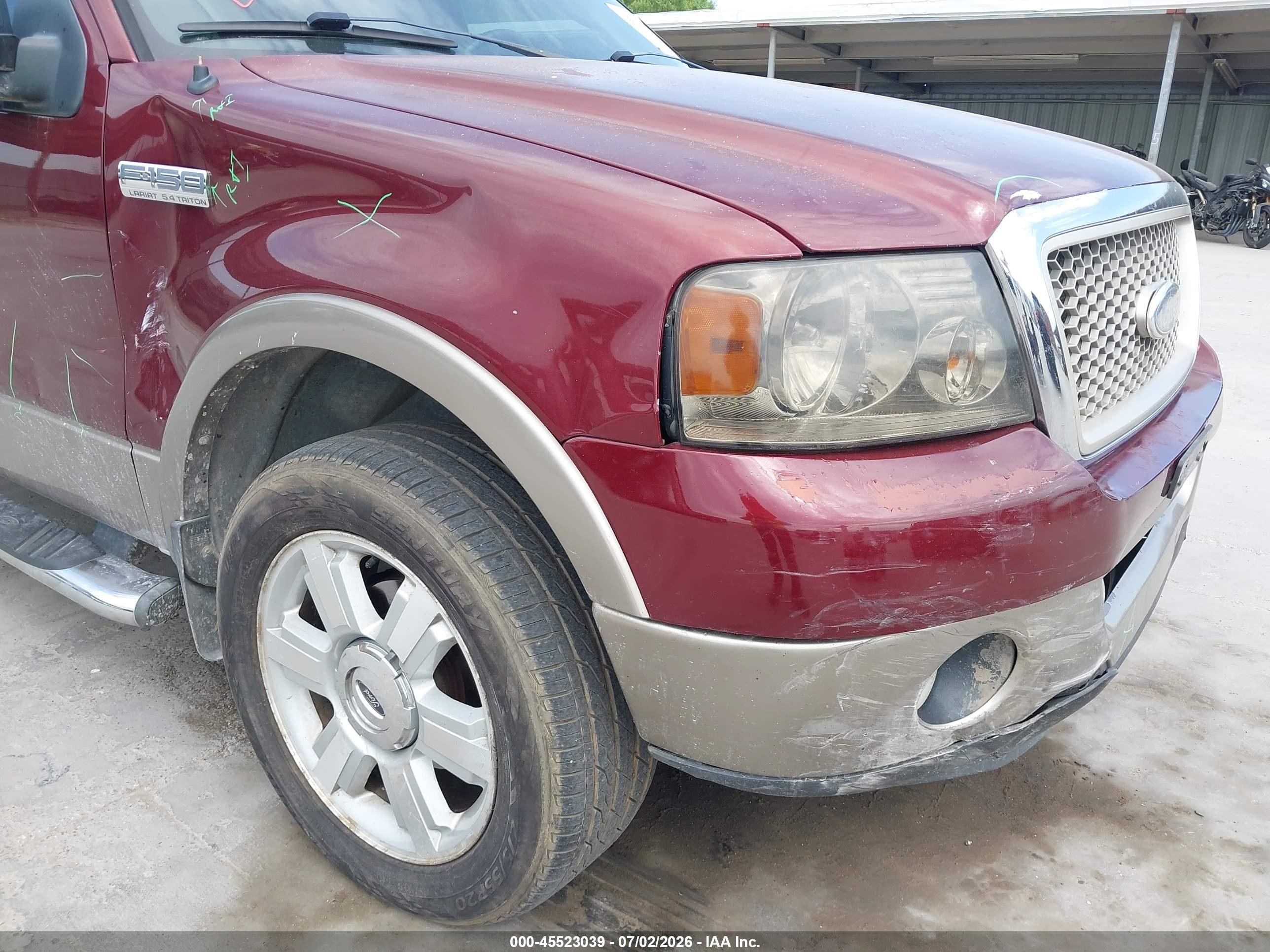 2006 Ford F-150 Lariat/xlt Burgundy vin: 1FTPW12586FB31100