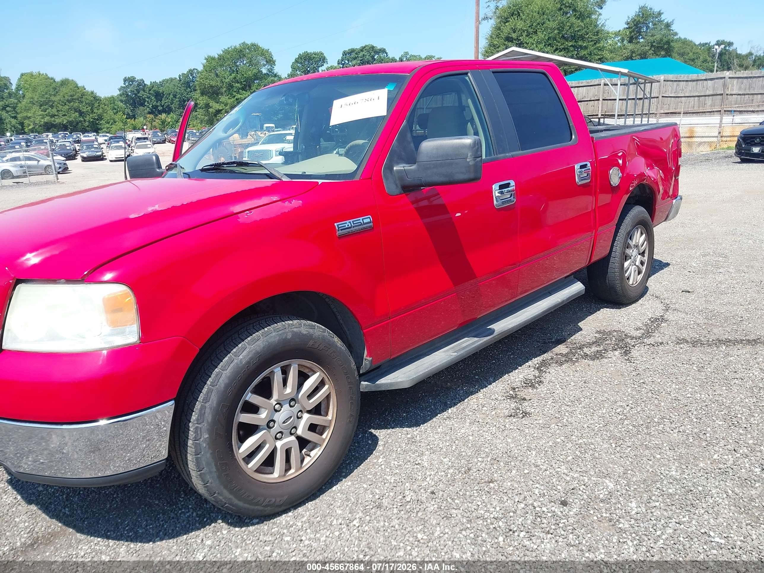 2005 Ford F-150 Lariat/xlt Red vin: 1FTPW12595KC60503