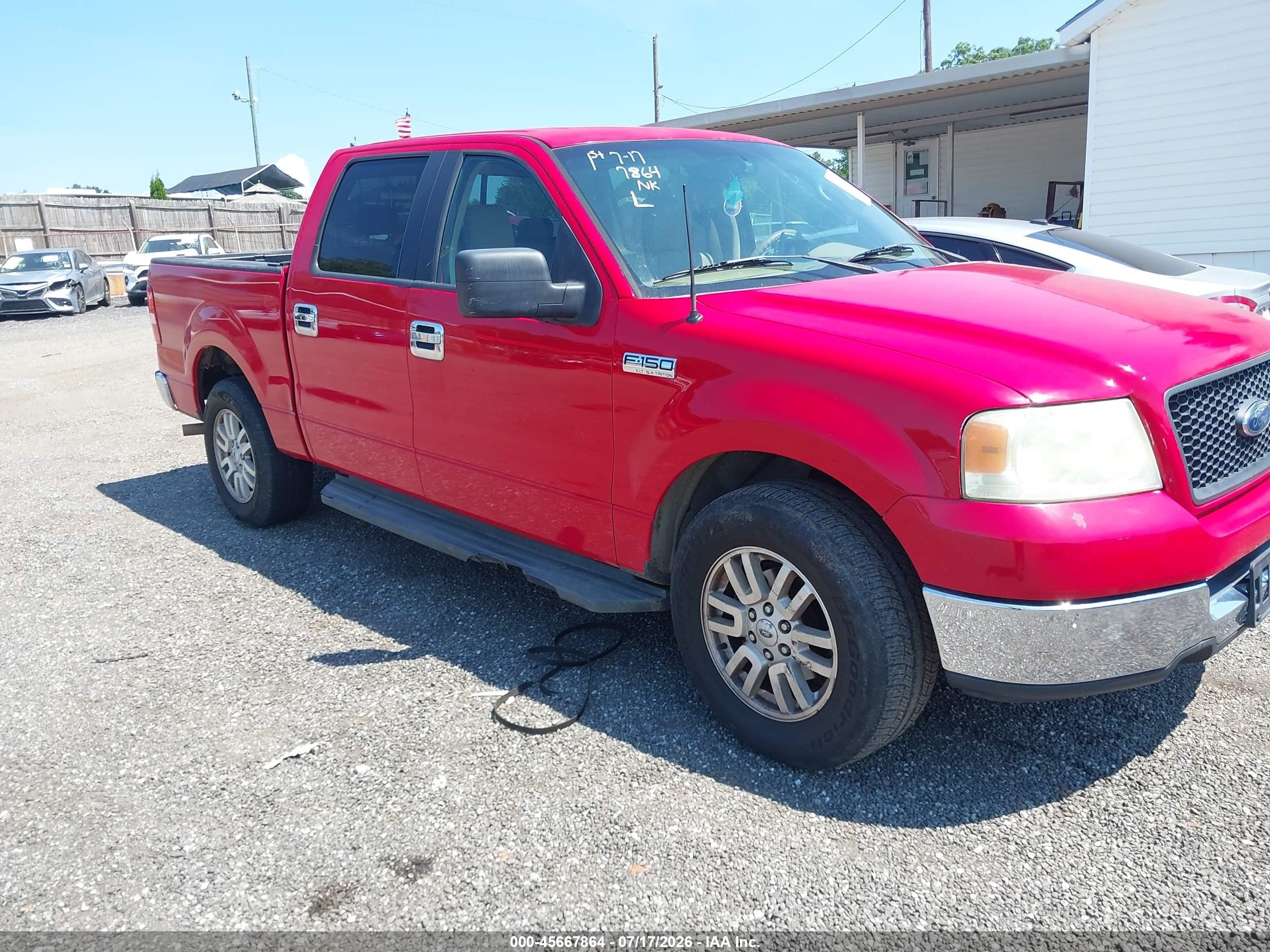 2005 Ford F-150 Lariat/xlt Red vin: 1FTPW12595KC60503