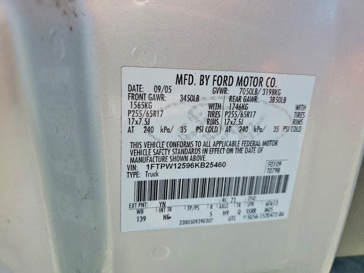 2006 Ford F150 Supercrew Silver vin: 1FTPW12596KB25460