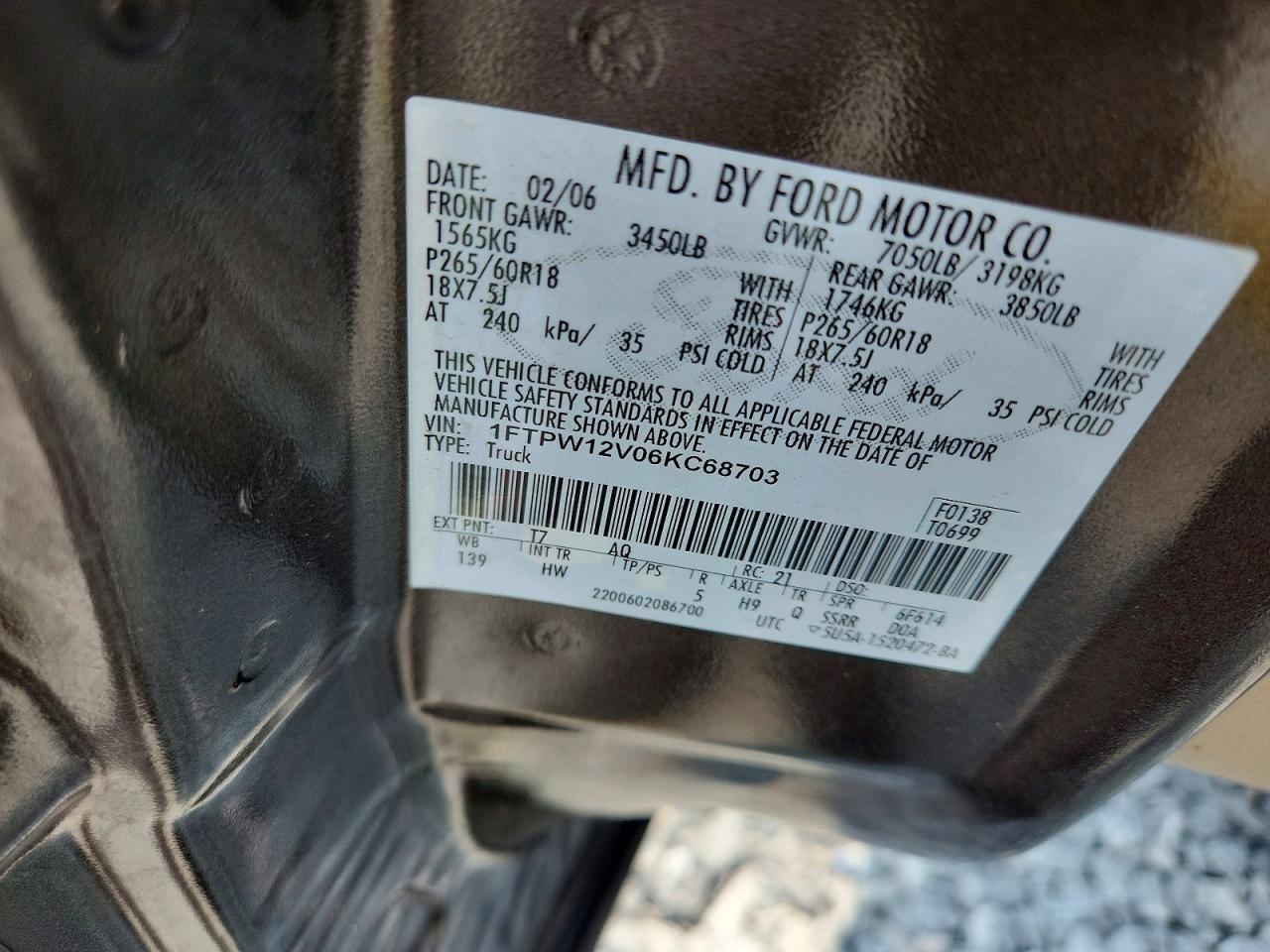 2006 Ford F150 Supercrew Brown vin: 1FTPW12V06KC68703