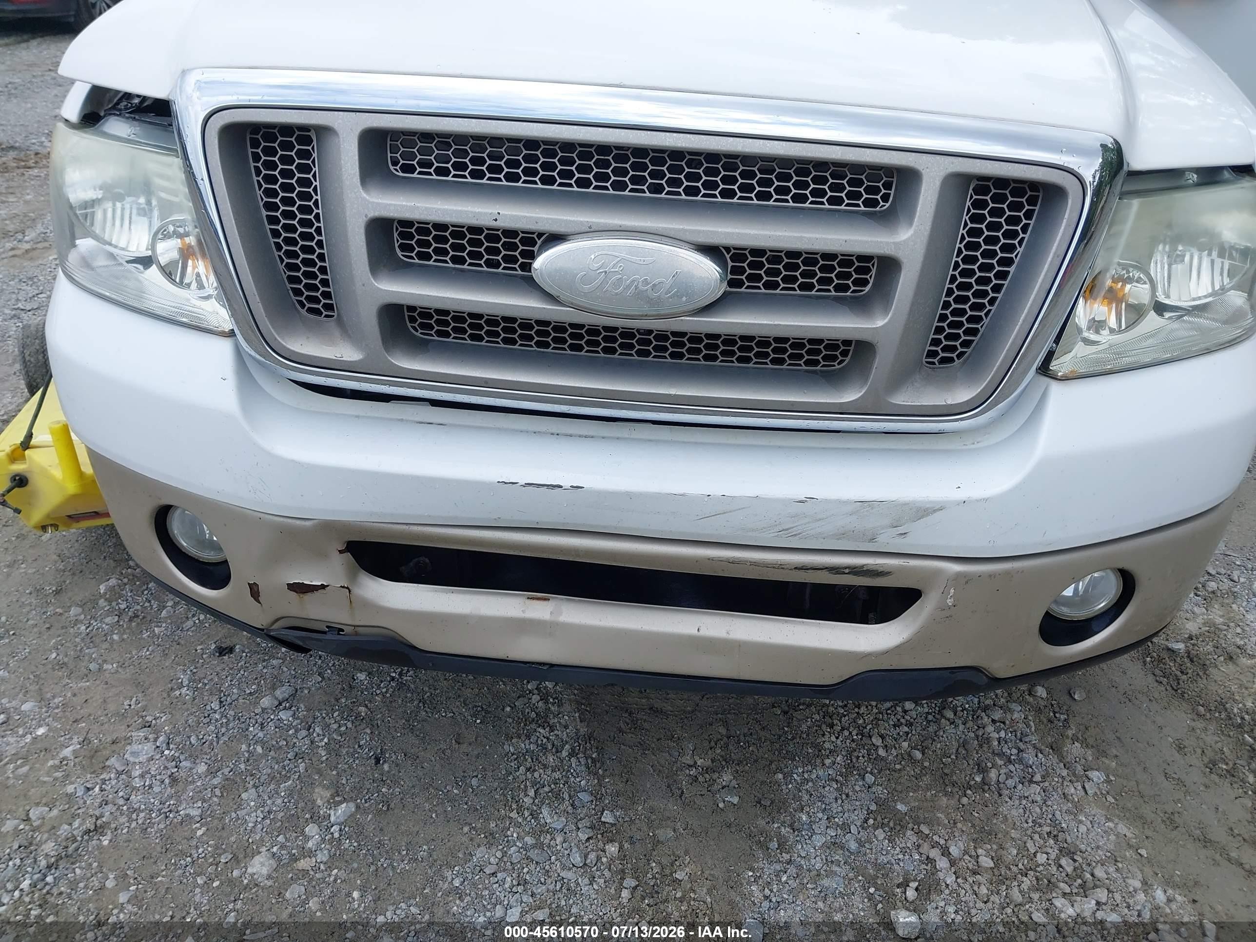 2007 Ford F-150 Lariat/xlt White vin: 1FTPW12V07KD56166