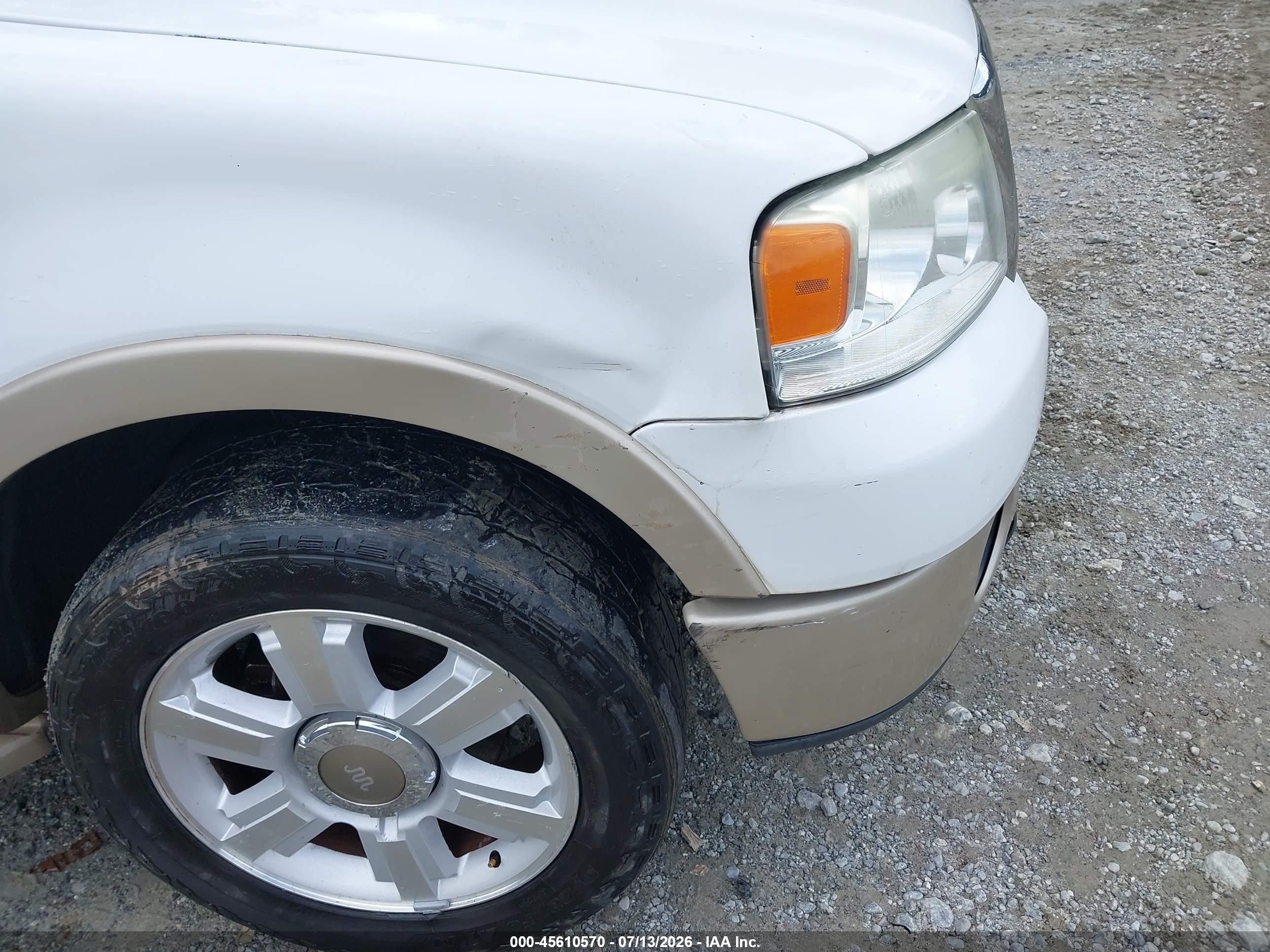 2007 Ford F-150 Lariat/xlt White vin: 1FTPW12V07KD56166