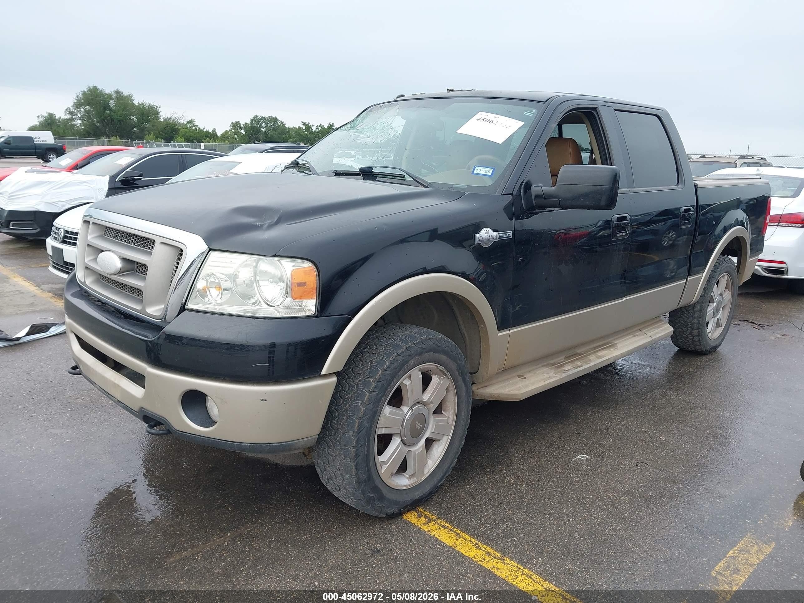 2007 Ford F-150 Lariat/xlt Black vin: 1FTPW12V37KD31195