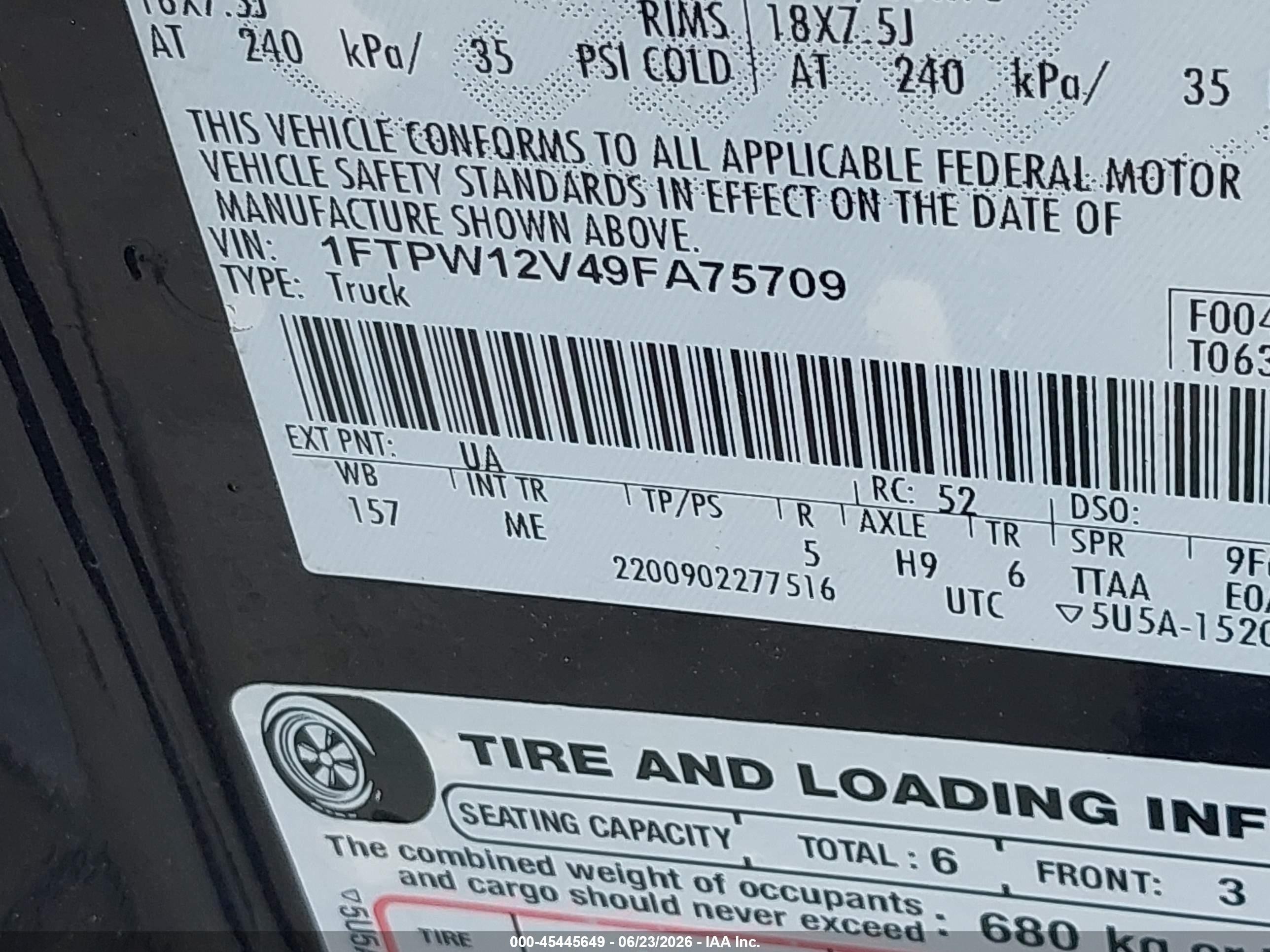 2009 Ford F-150 Xlt Black vin: 1FTPW12V49FA75709