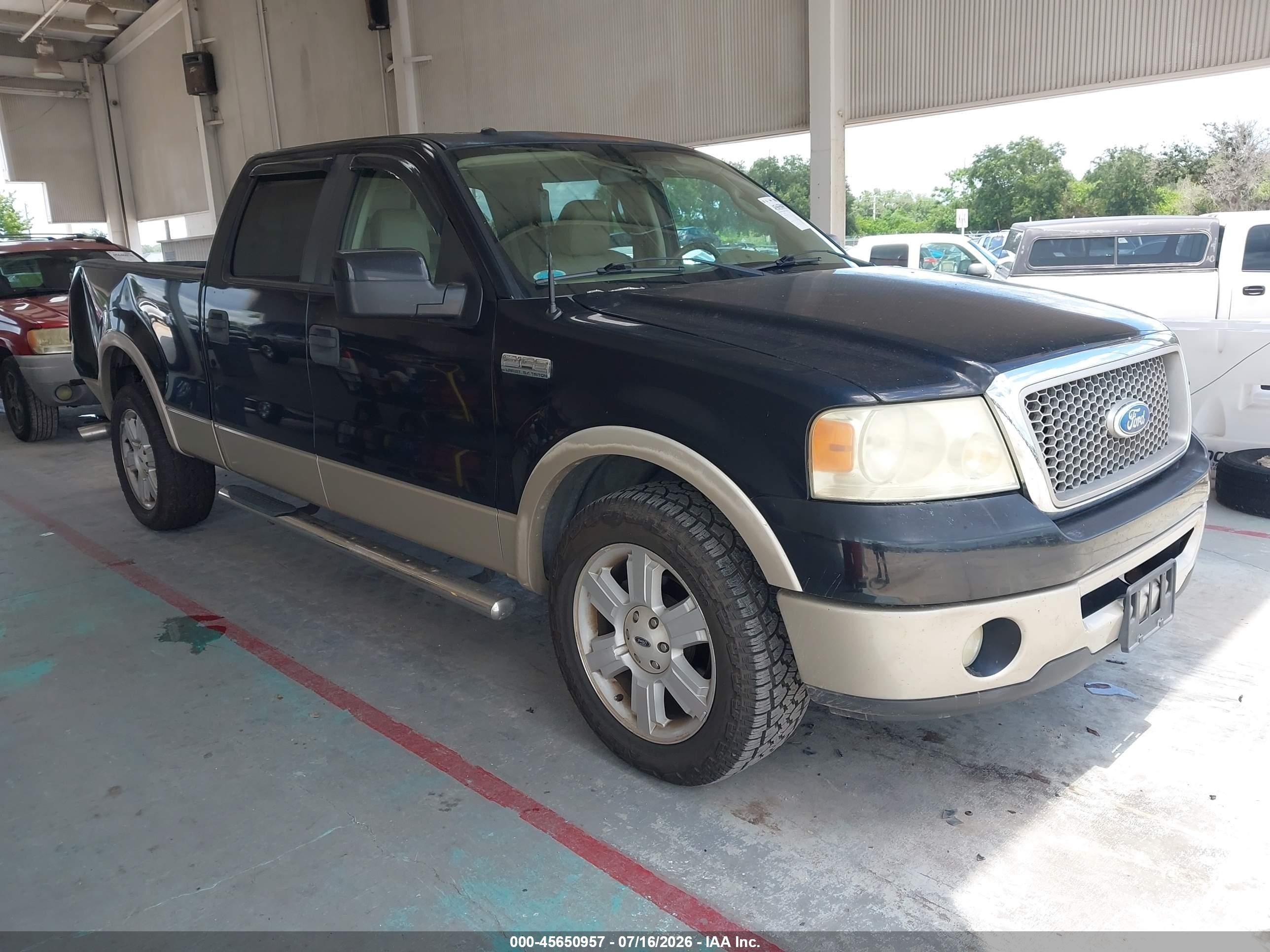 2007 Ford F-150 Lariat/xlt Black vin: 1FTPW12V57FB22064