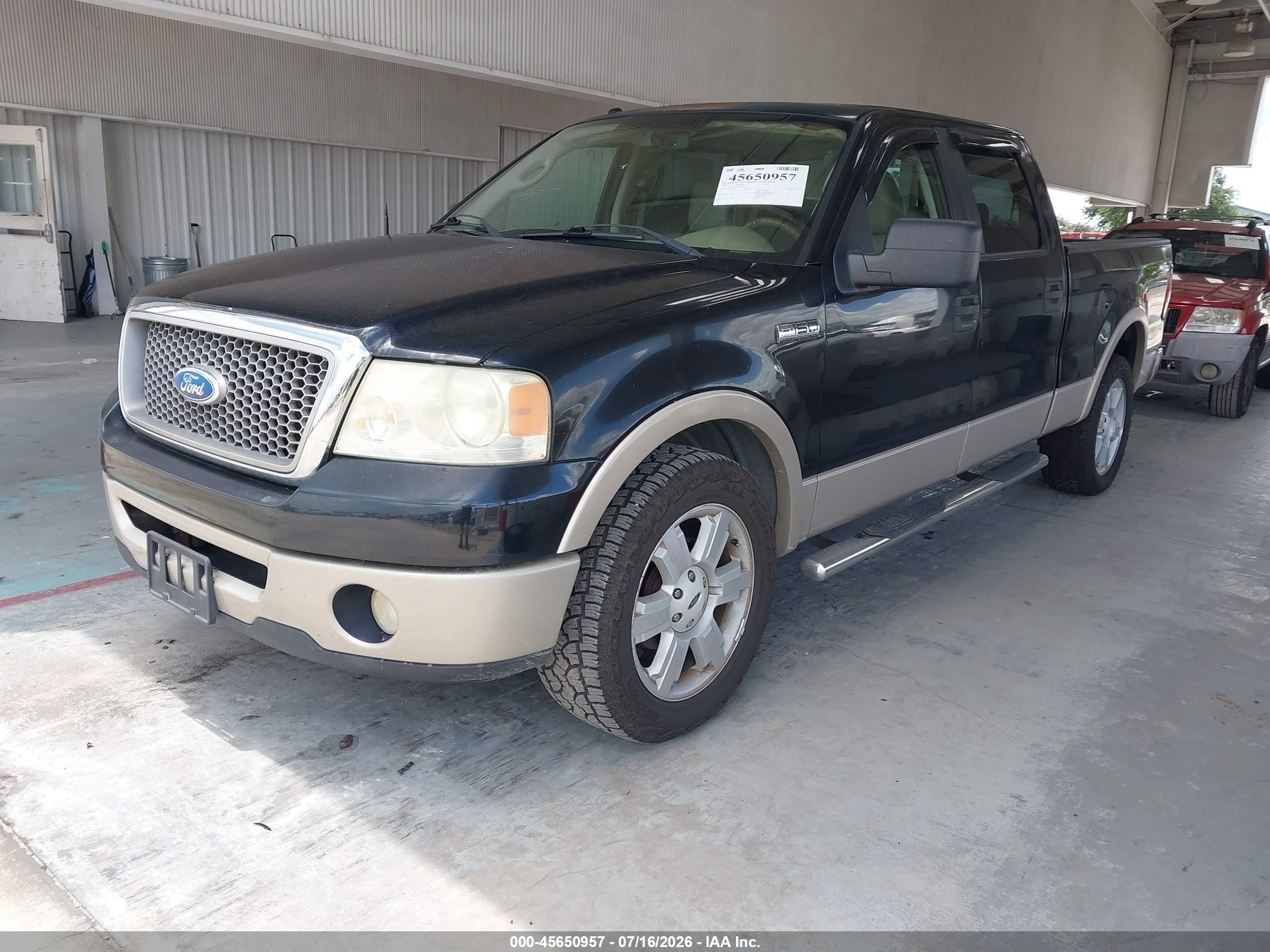 2007 Ford F-150 Lariat/xlt Black vin: 1FTPW12V57FB22064