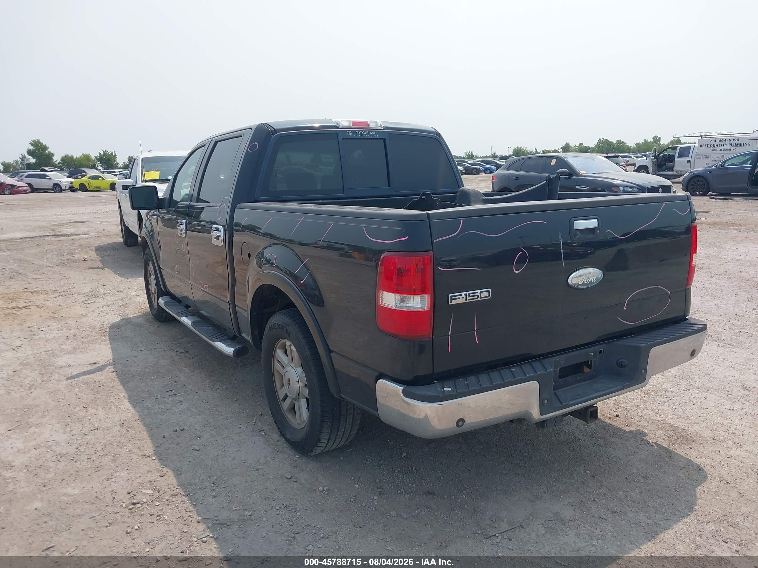 2008 Ford F-150 Lariat Black vin: 1FTPW12V78FB23735