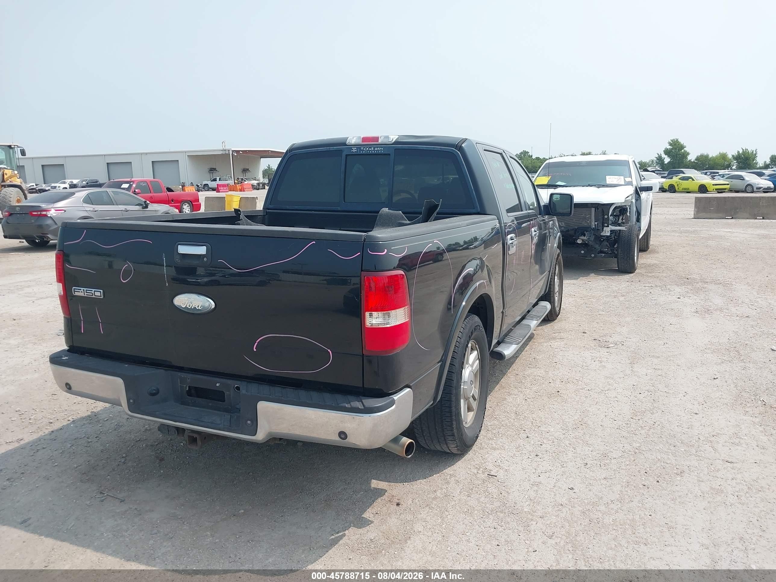 2008 Ford F-150 Lariat Black vin: 1FTPW12V78FB23735