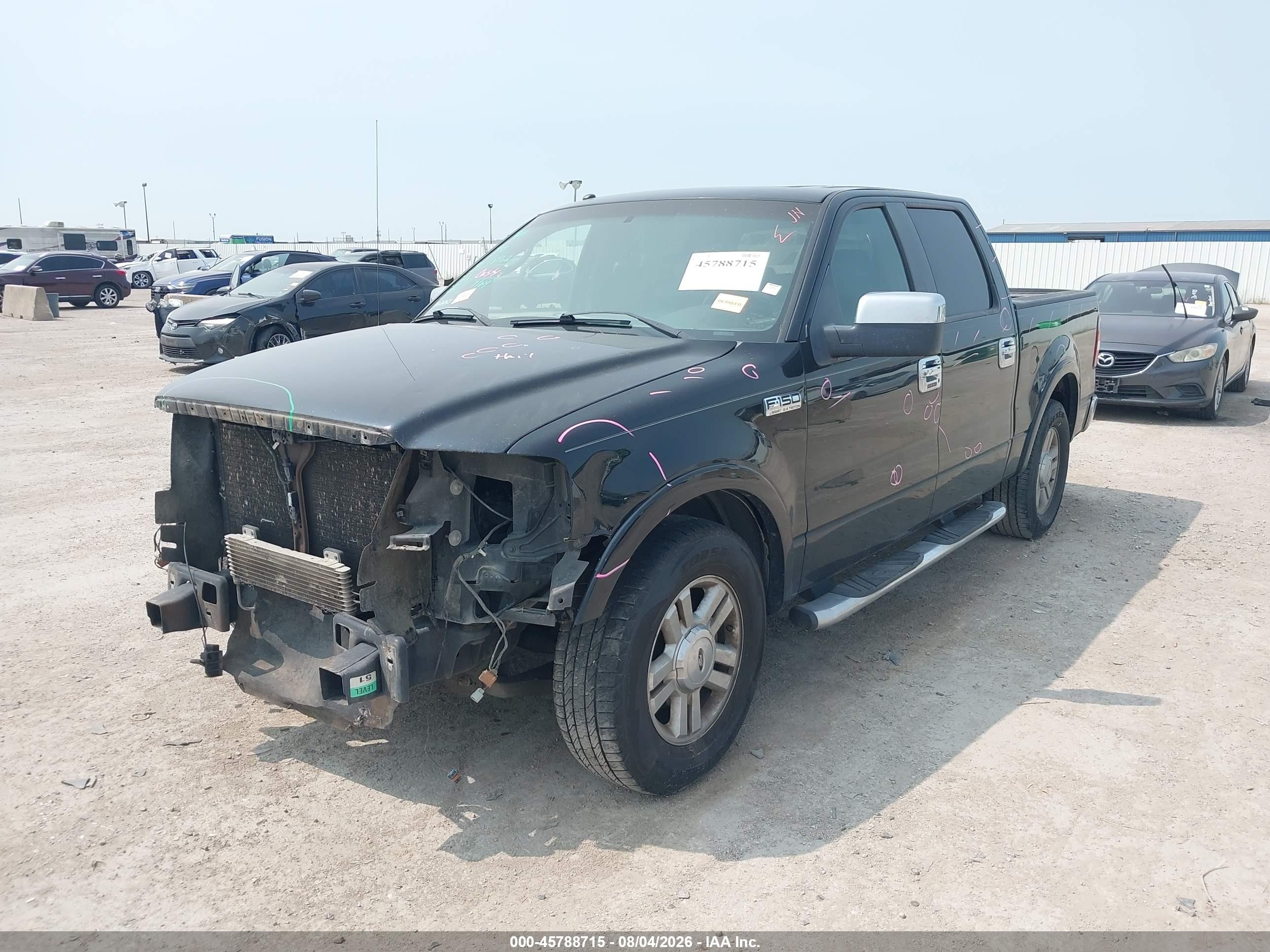 2008 Ford F-150 Lariat Black vin: 1FTPW12V78FB23735