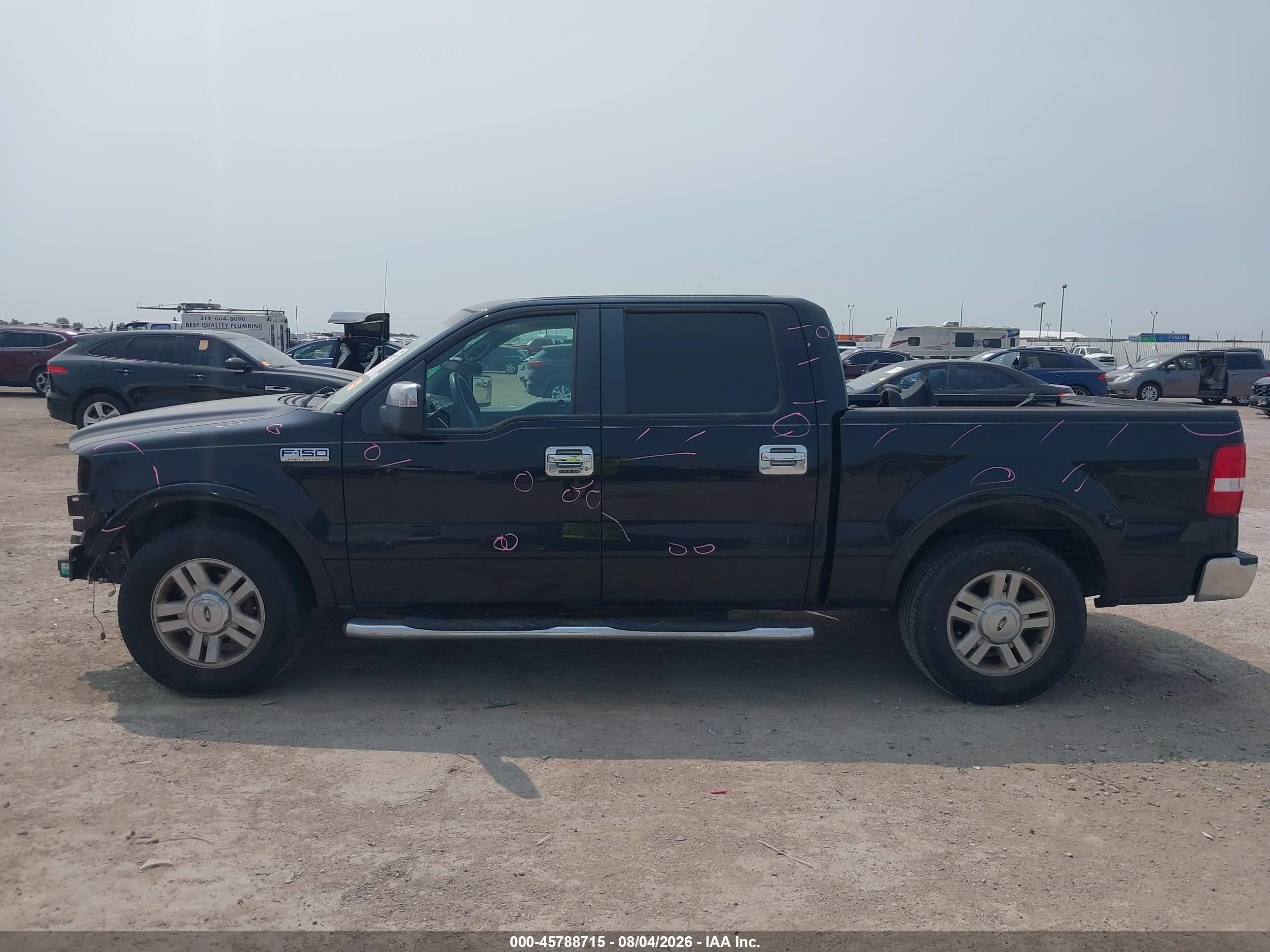 2008 Ford F-150 Lariat Black vin: 1FTPW12V78FB23735