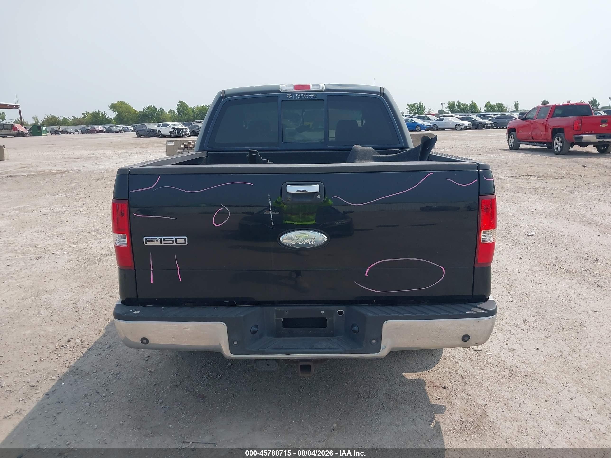 2008 Ford F-150 Lariat Black vin: 1FTPW12V78FB23735