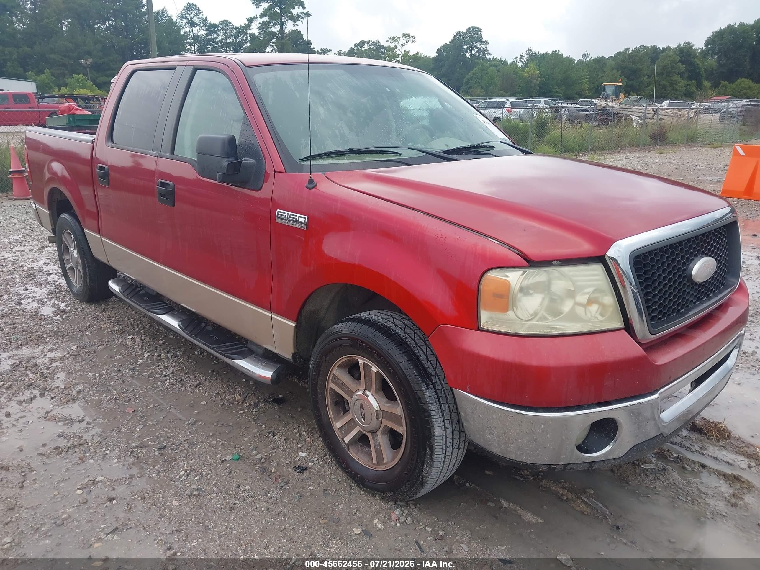 2007 Ford F-150 Lariat/xlt Red vin: 1FTPW12V87KB02429