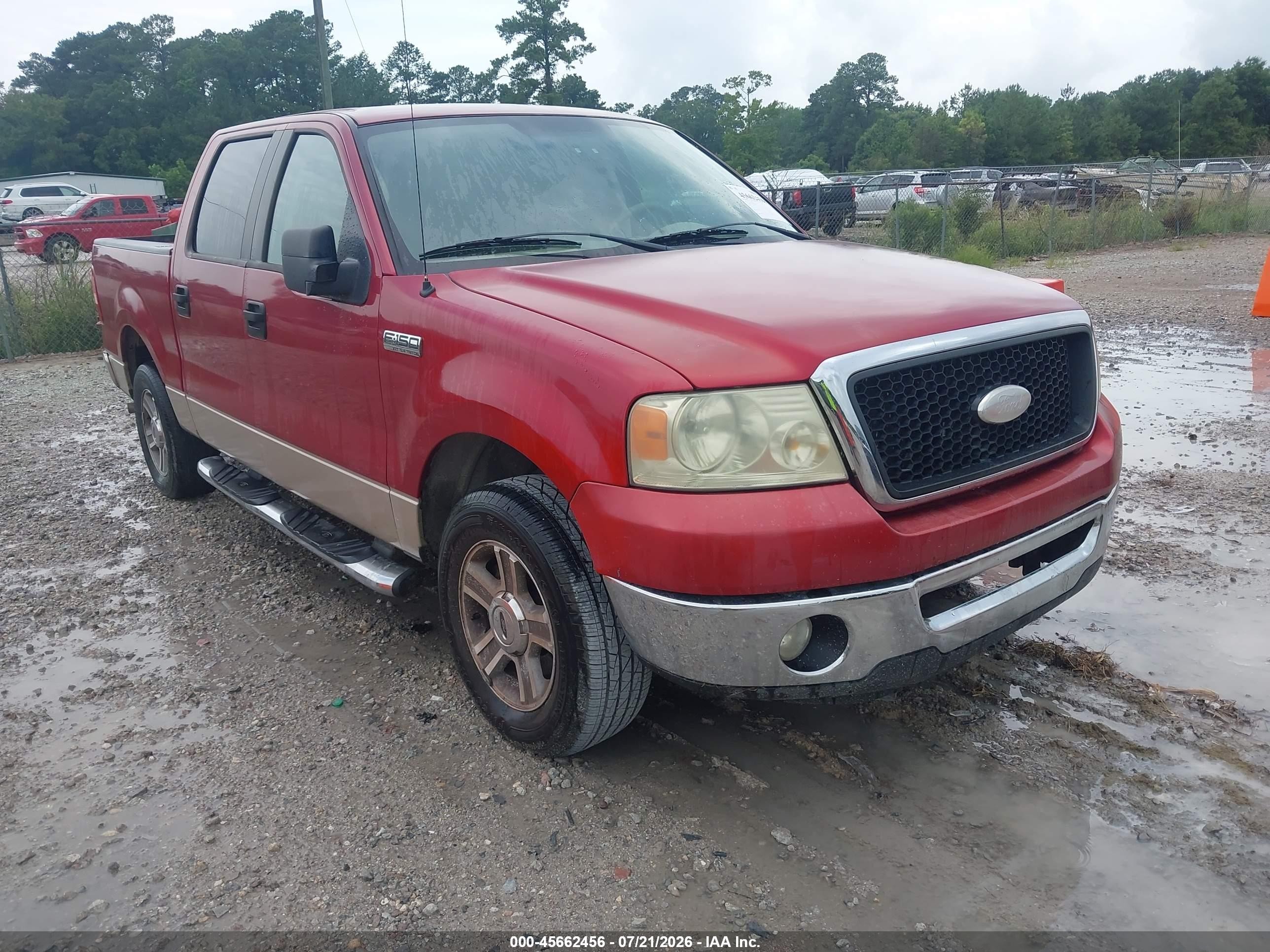 2007 Ford F-150 Lariat/xlt Red vin: 1FTPW12V87KB02429