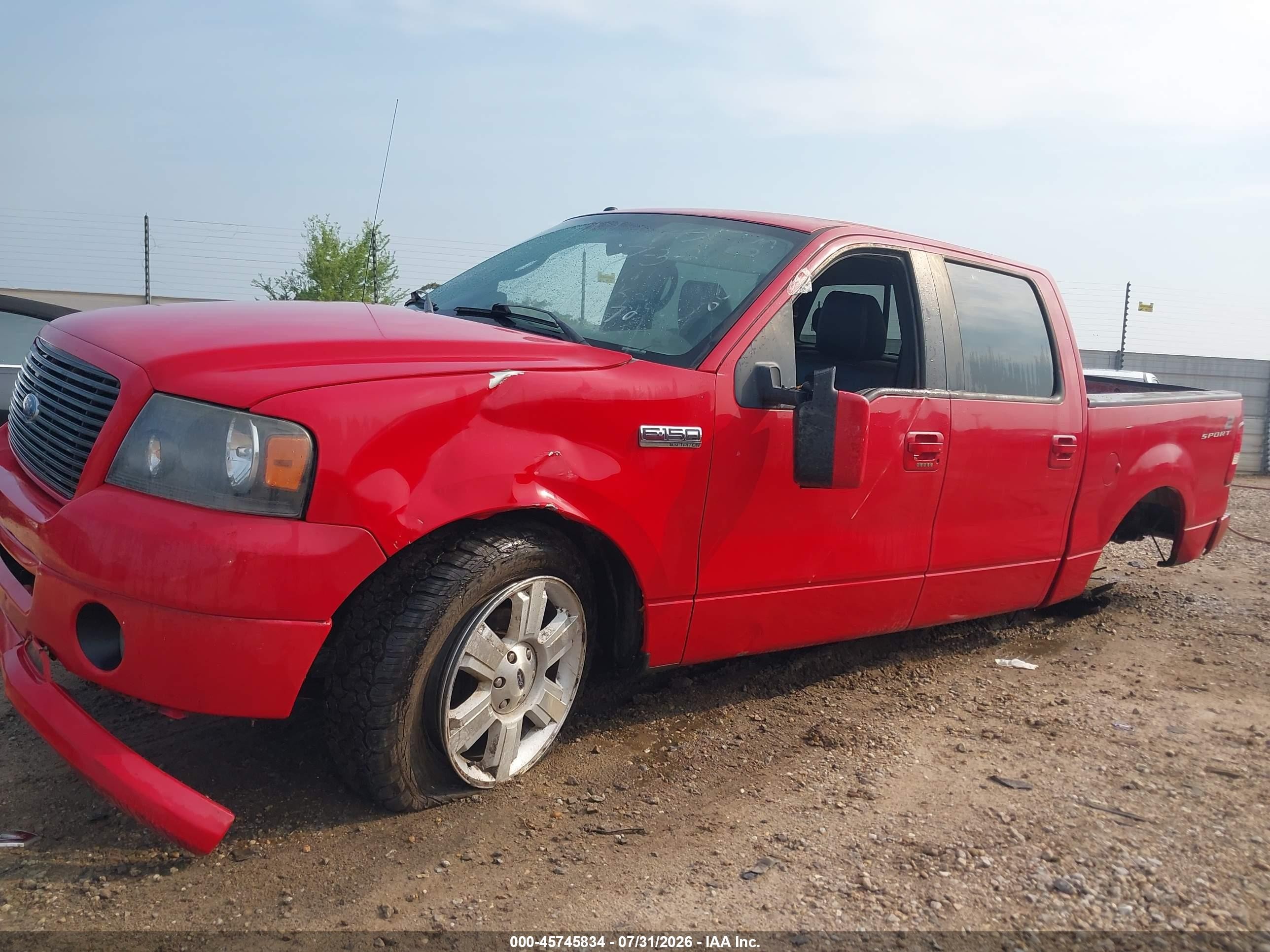 2007 Ford F-150 Lariat/xlt Red vin: 1FTPW12V97KB64826