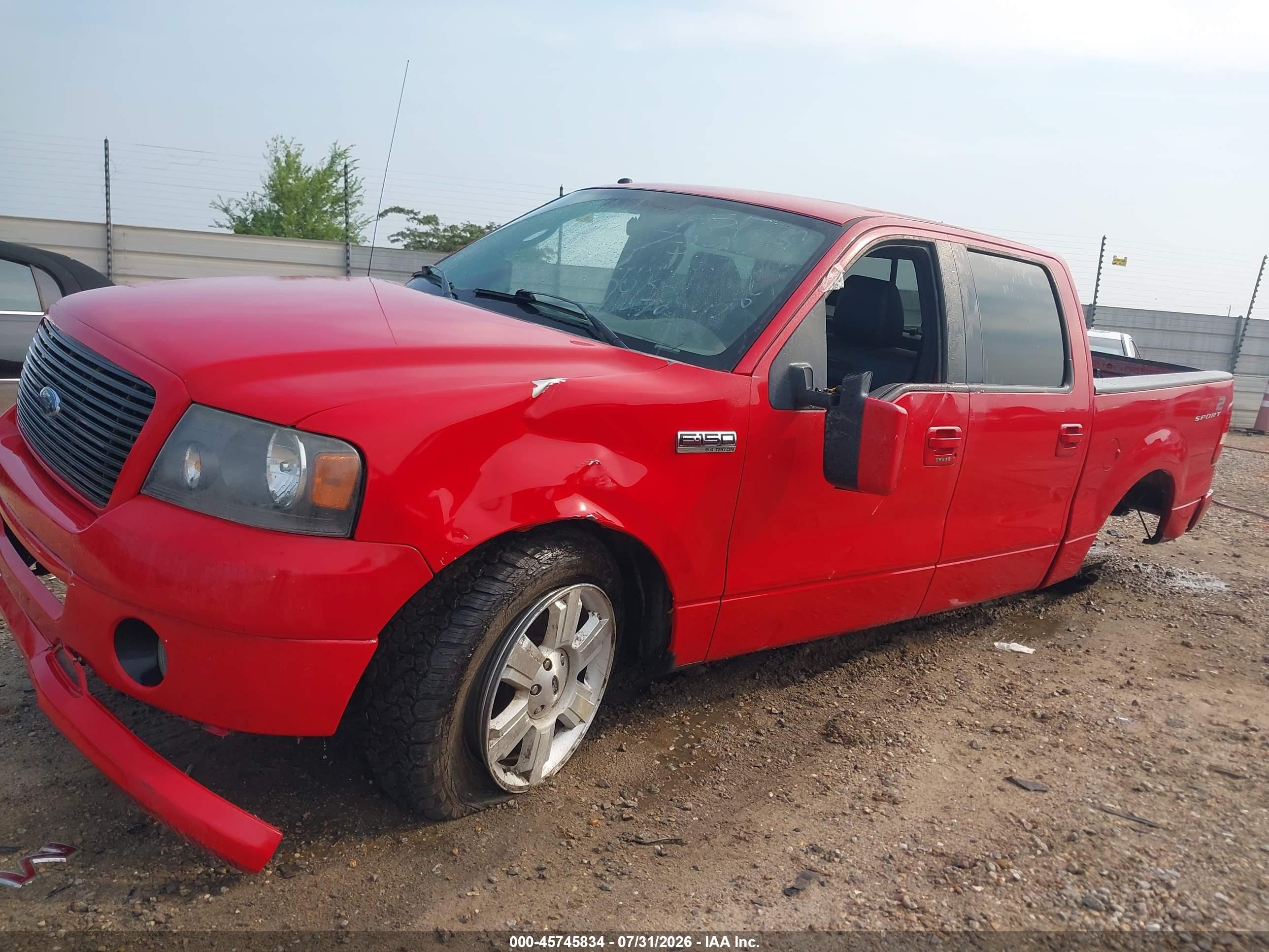 2007 Ford F-150 Lariat/xlt Red vin: 1FTPW12V97KB64826