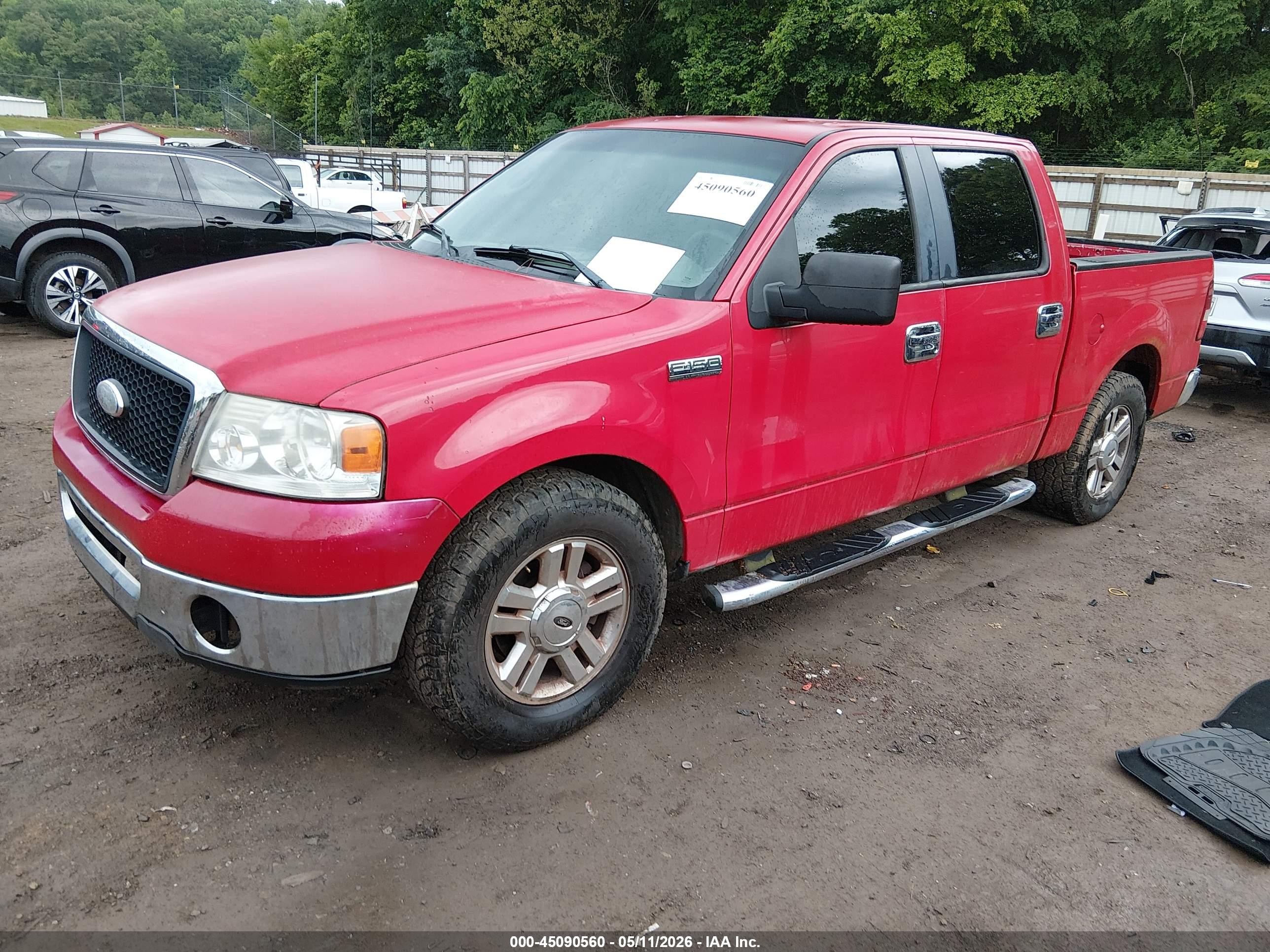 2007 Ford F-150 Lariat/xlt Red vin: 1FTPW12VX7KC96753