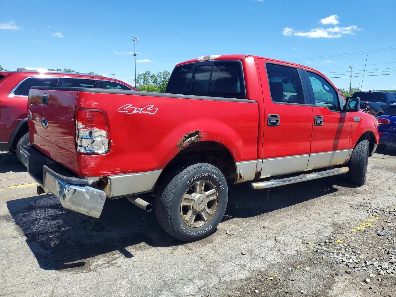 2005 Ford F150 Supercrew Red vin: 1FTPW14505FB54298