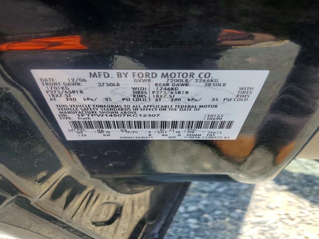 2007 Ford F150 Supercrew Blue vin: 1FTPW14507KC12307