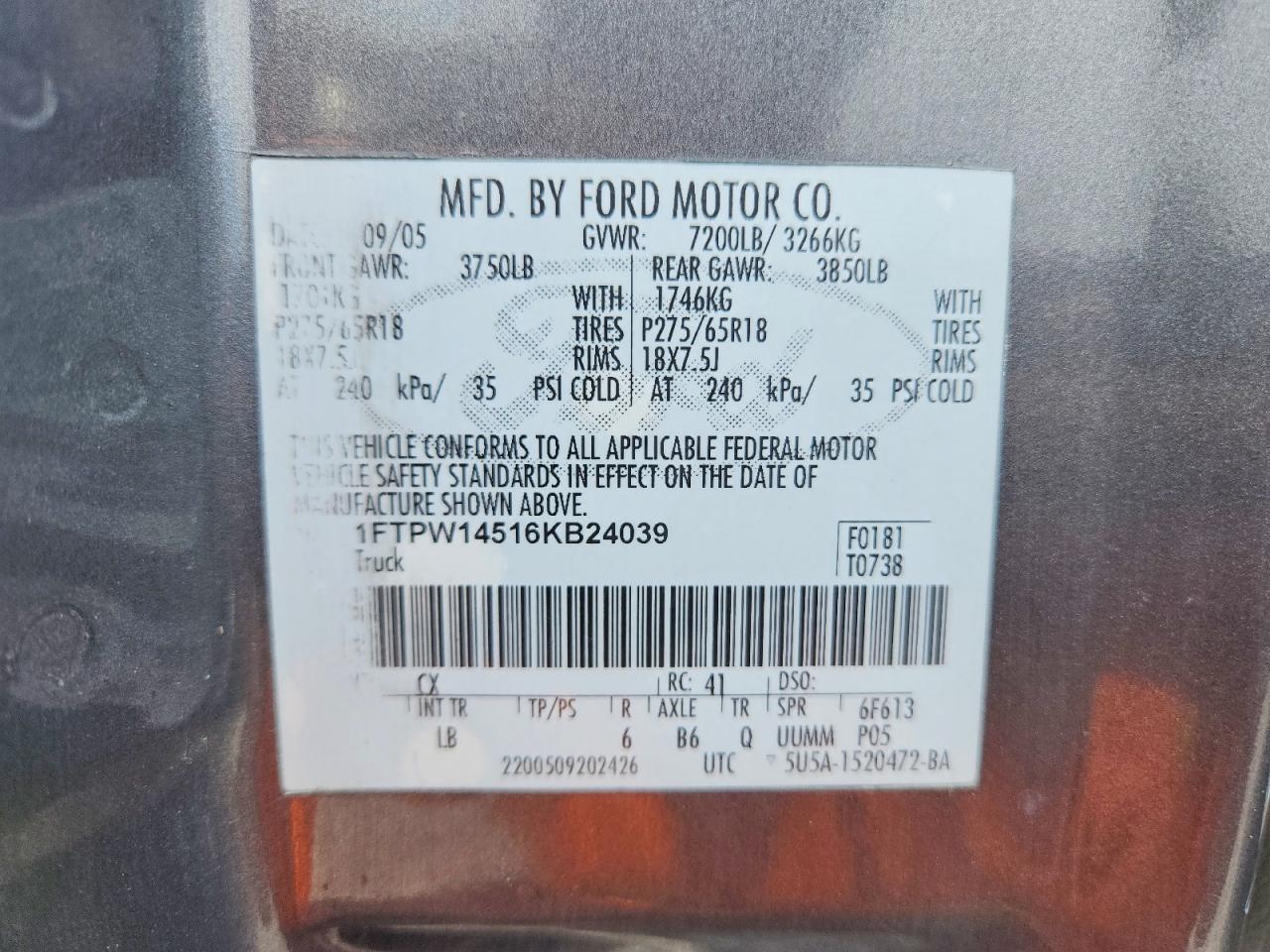 2006 Ford F150 Supercrew Серый vin: 1FTPW14516KB24039