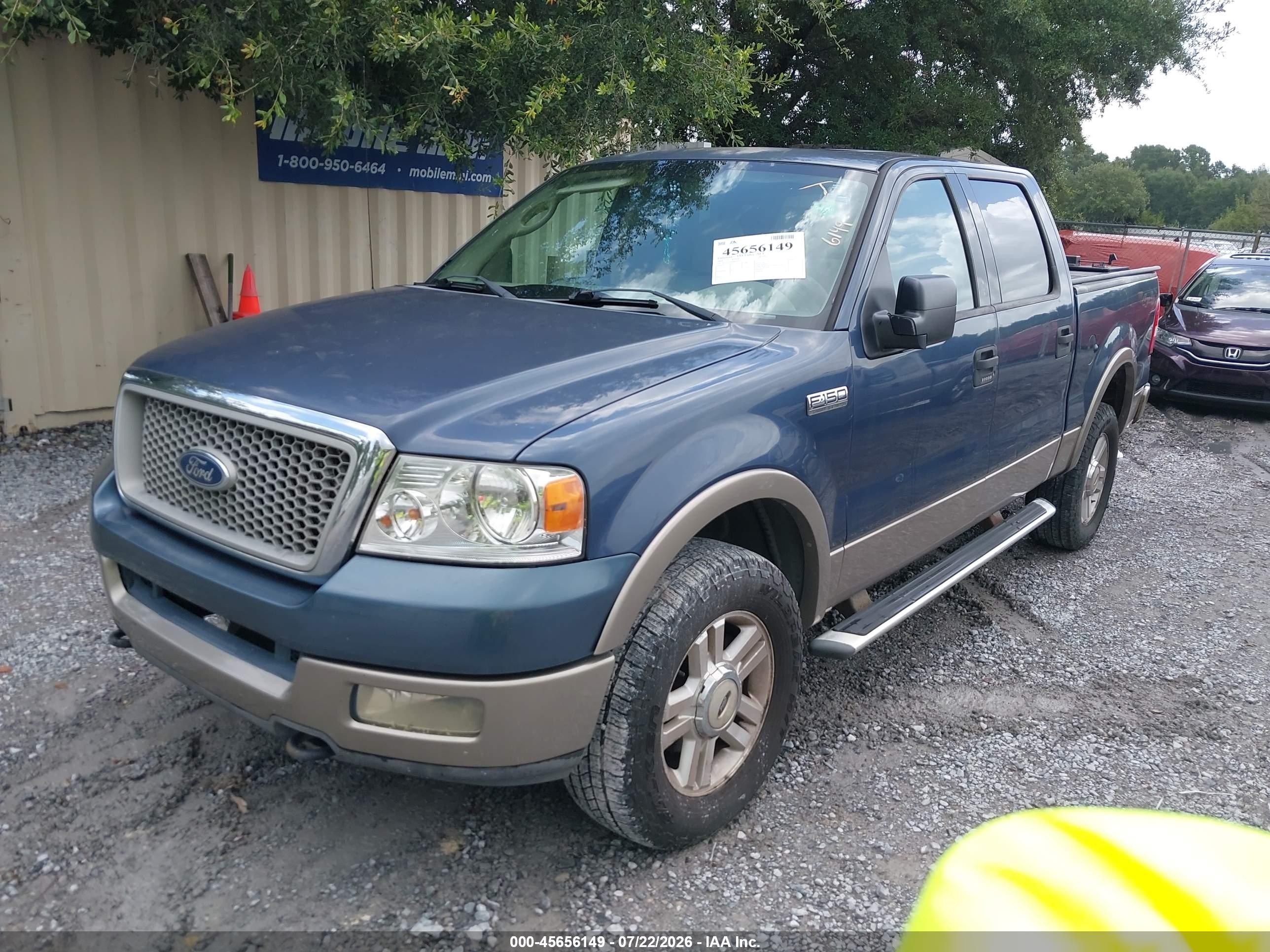 2004 Ford F-150 Fx4/lariat/xlt Blue vin: 1FTPW14524KC25233