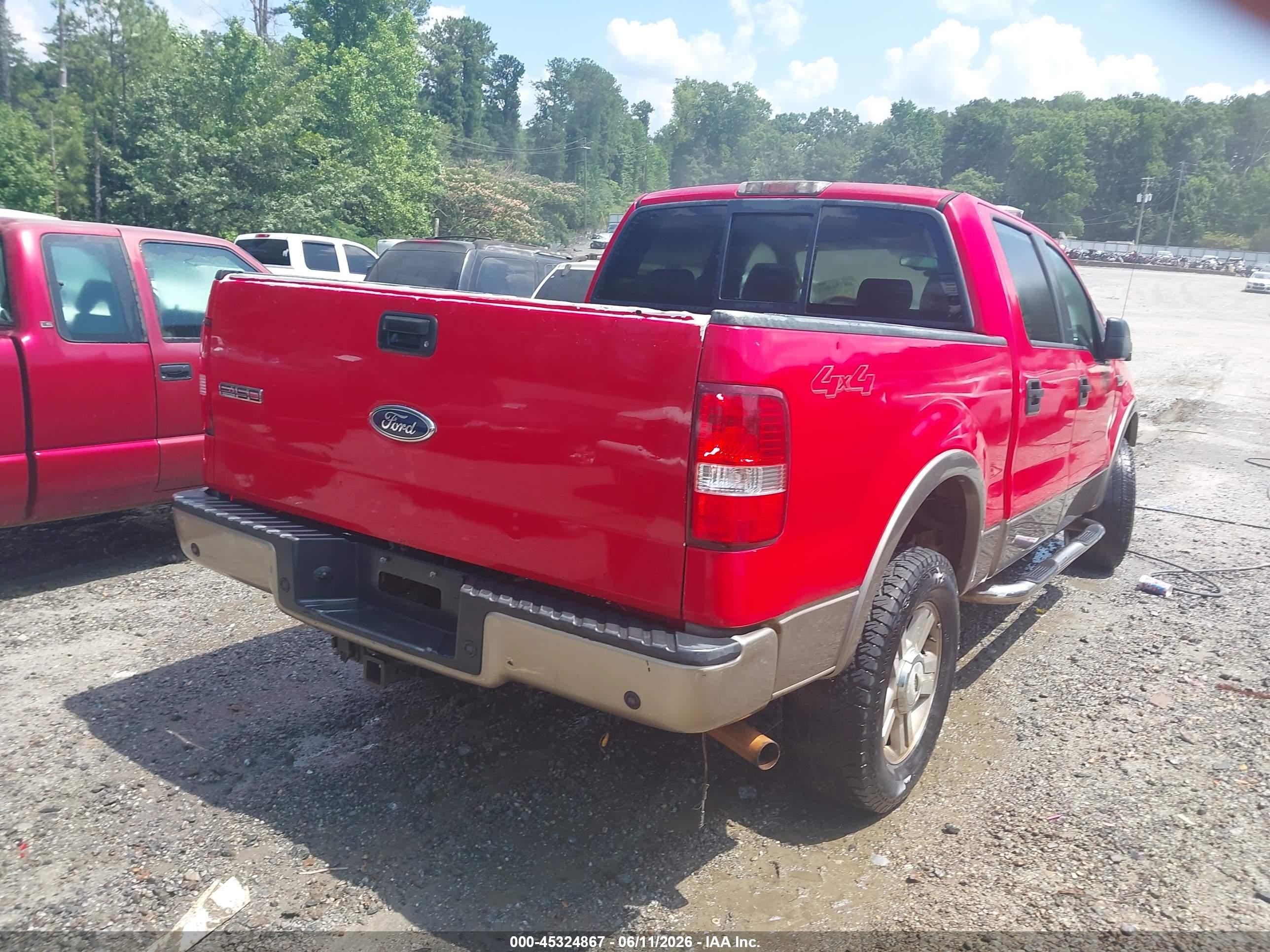 2005 Ford F-150 Fx4/lariat/xlt Red vin: 1FTPW14525KB82689