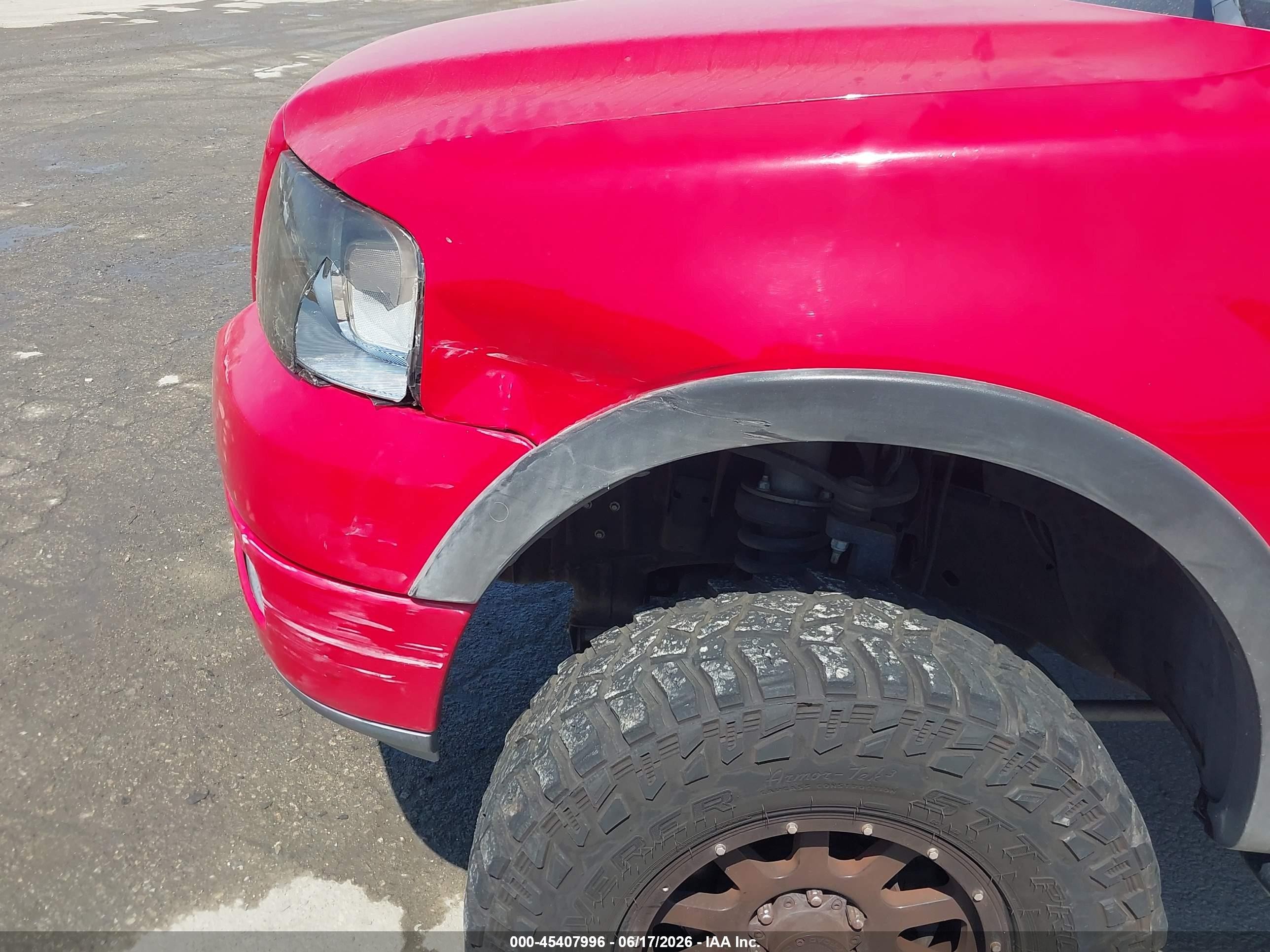 2004 Ford F-150 Fx4/lariat/xlt Red vin: 1FTPW14534KA08452